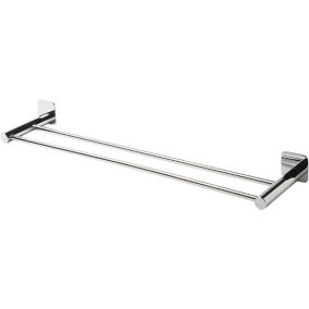 GoodHome Koros Silver effect Steel Wall-mounted Double towel rail (W)62.3cm