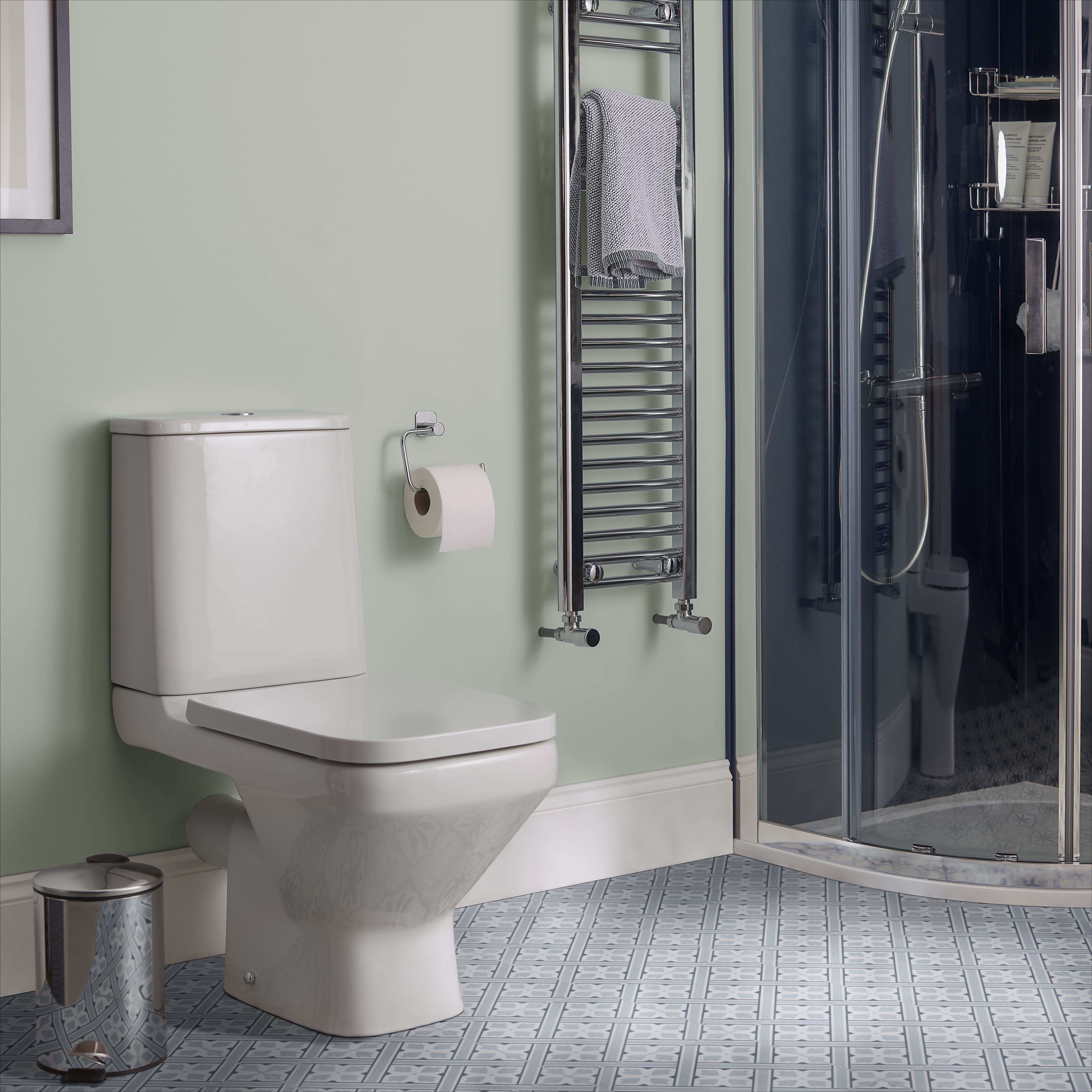 GoodHome Koros Silver effect Wall-mounted Toilet roll holder (H)128mm (W)153mm