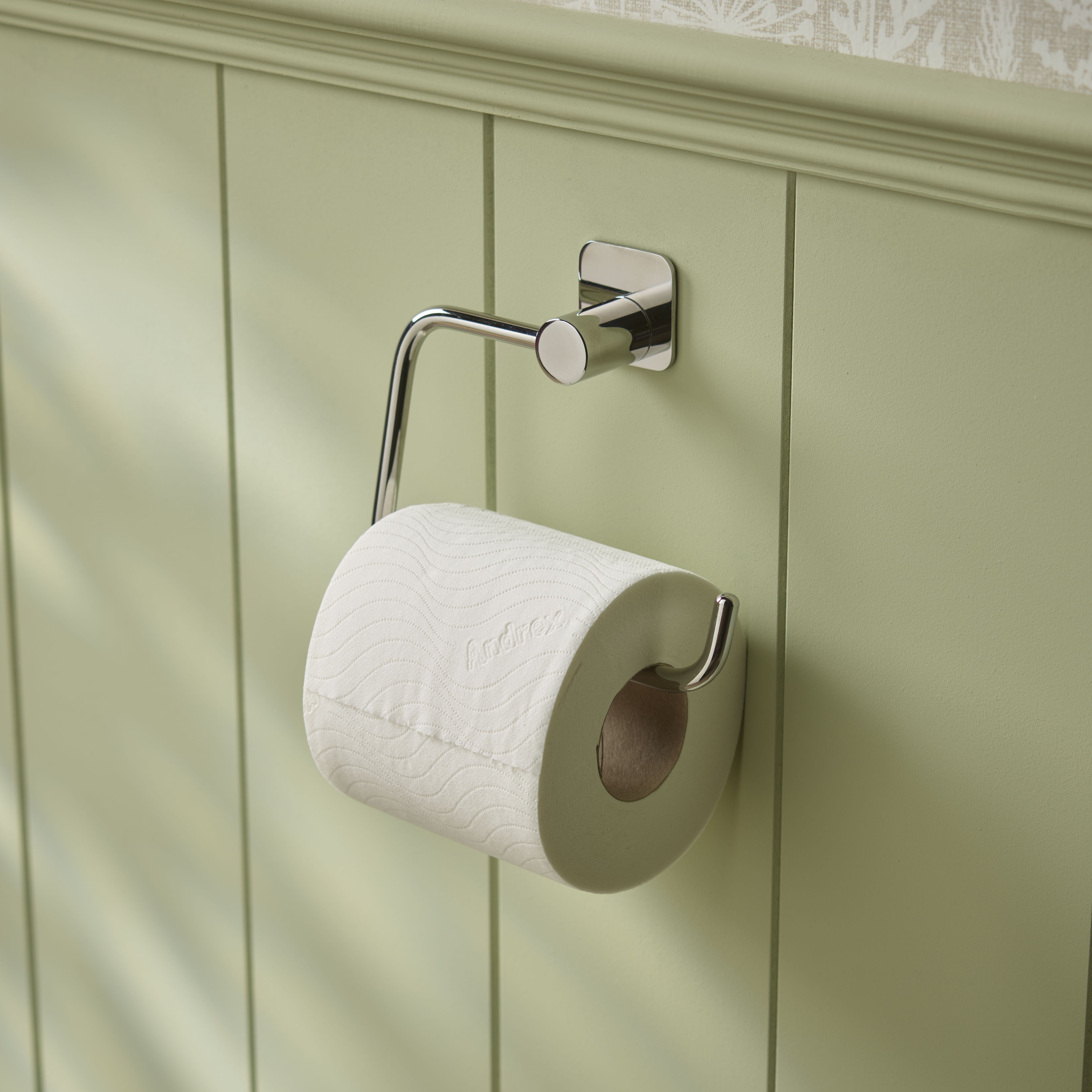 GoodHome Koros Silver effect Wall-mounted Toilet roll holder (H)128mm (W)153mm