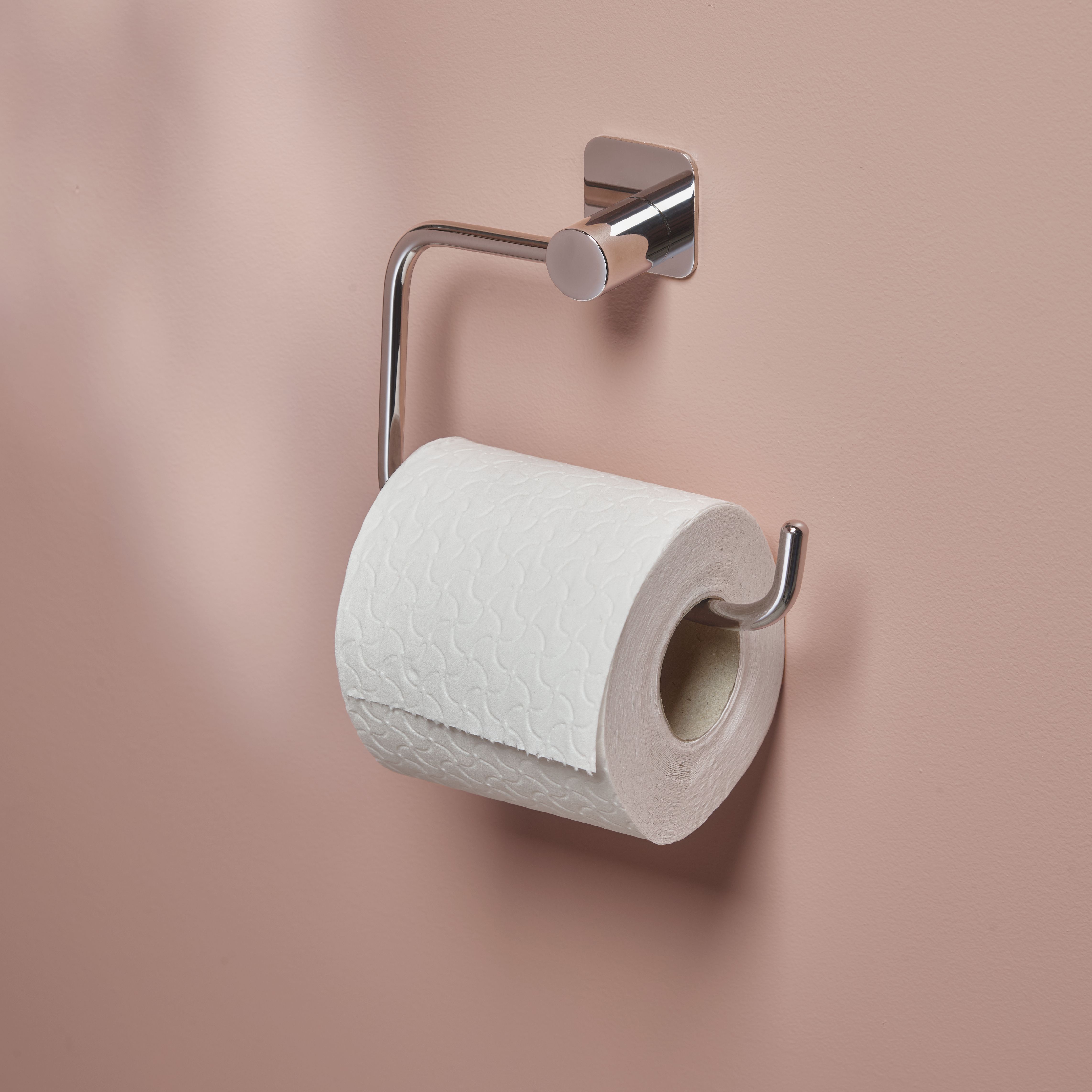 GoodHome Koros Silver effect Wall-mounted Toilet roll holder (H)128mm (W)153mm