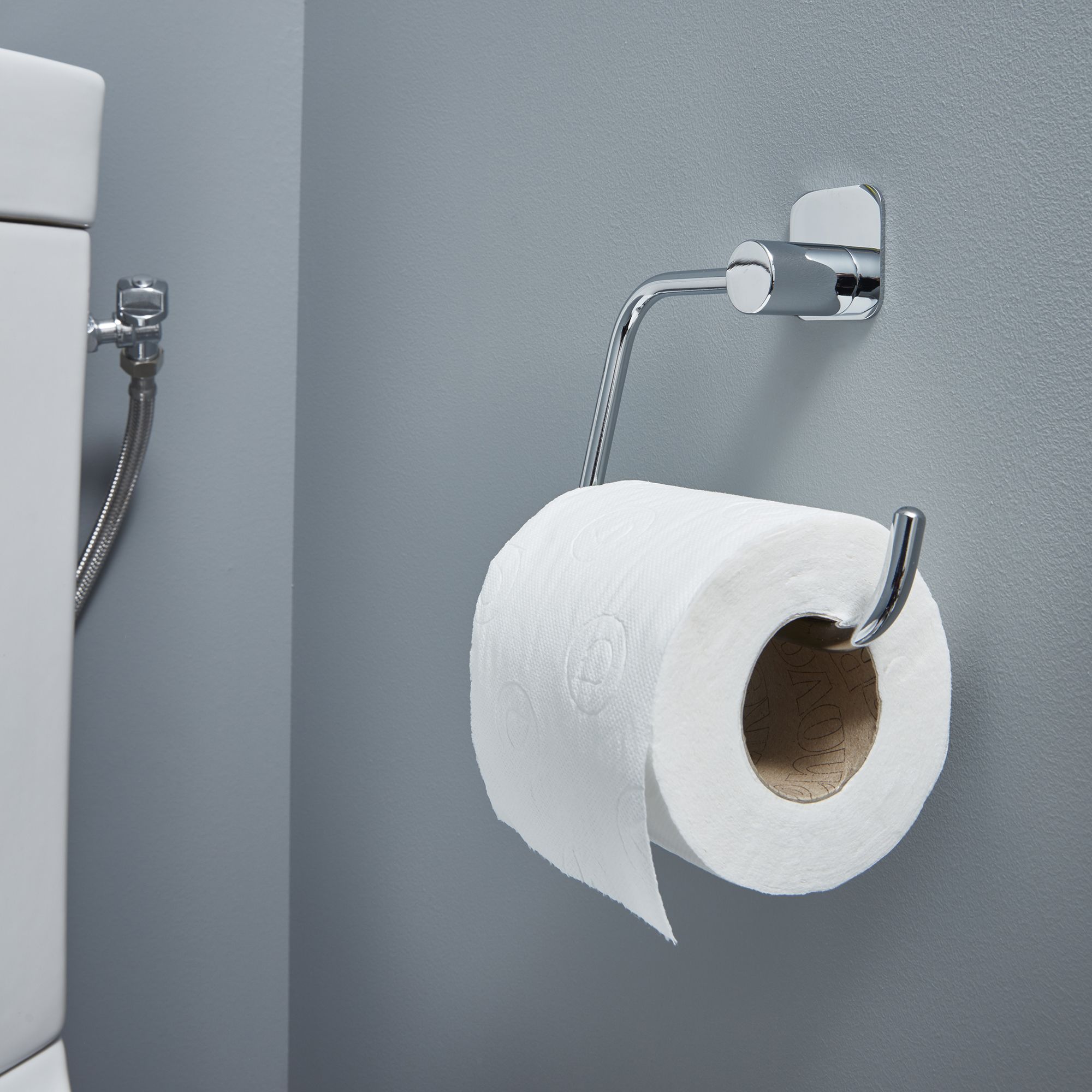 GoodHome Koros Silver effect Wall-mounted Toilet roll holder (W)153mm ...