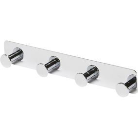 GoodHome Koros Steel 4 Hook rail, (L)257mm (H)40mm