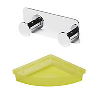 GoodHome Koros Translucent Green & Silver Effect Plastic & steel Bathroom accessory set