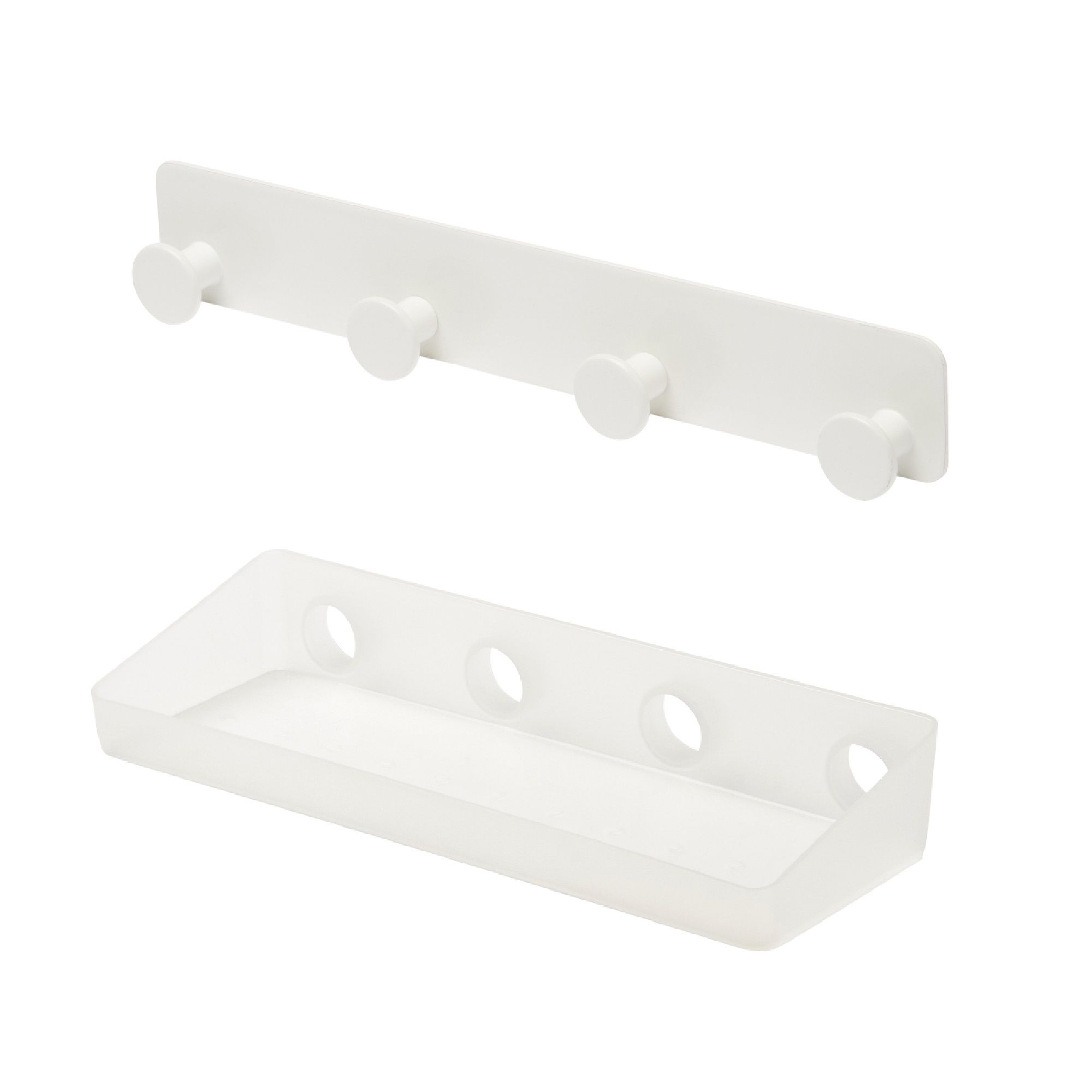 GoodHome Koros Translucent white Plastic & steel Bathroom accessory set