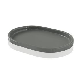 GoodHome Koros White & anthracite Ceramic Soap dish (W)14.2cm