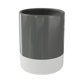 GoodHome Koros White & anthracite Ceramic Tumbler