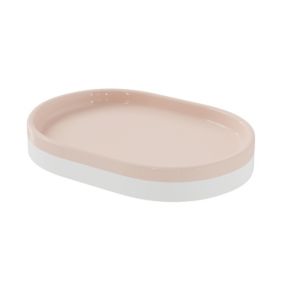 GoodHome Koros White & blush pink Ceramic Soap dish (W)14.2cm