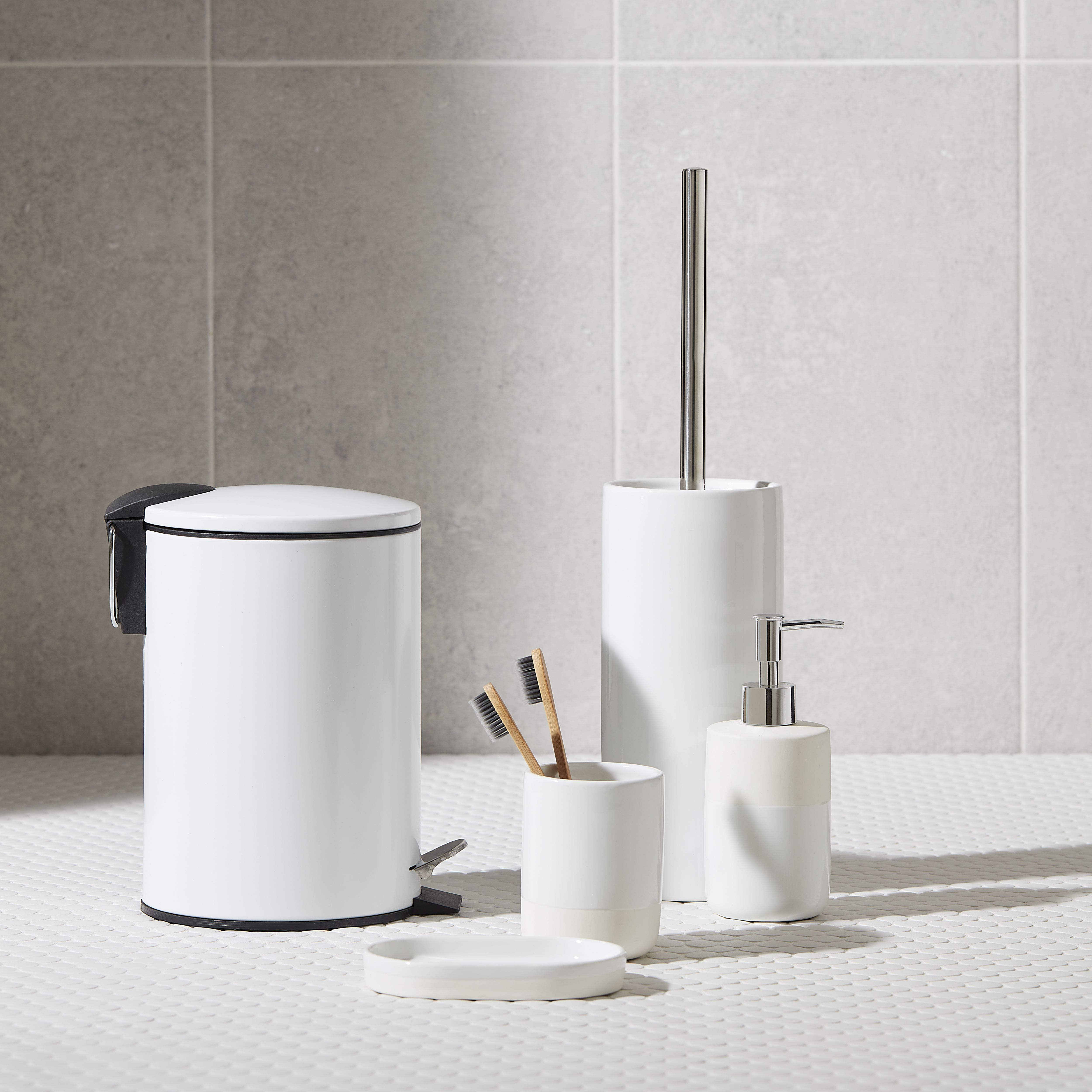 White ceramic deals toilet brush holder