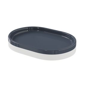 GoodHome Koros White & midnight blue Ceramic Soap dish (W)14.2cm