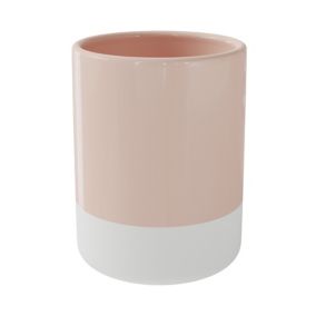 GoodHome Koros White & pink blush Ceramic Tumbler