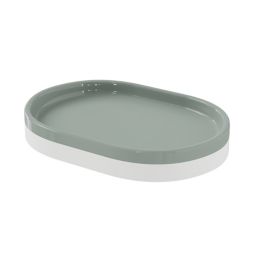 GoodHome Koros White & sage grey Gloss & matt Ceramic Soap dish (W)142mm