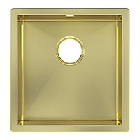 GoodHome Koseret Brushed Brass Stainless steel 1 Bowl Kitchen sink 430mm x 450mm