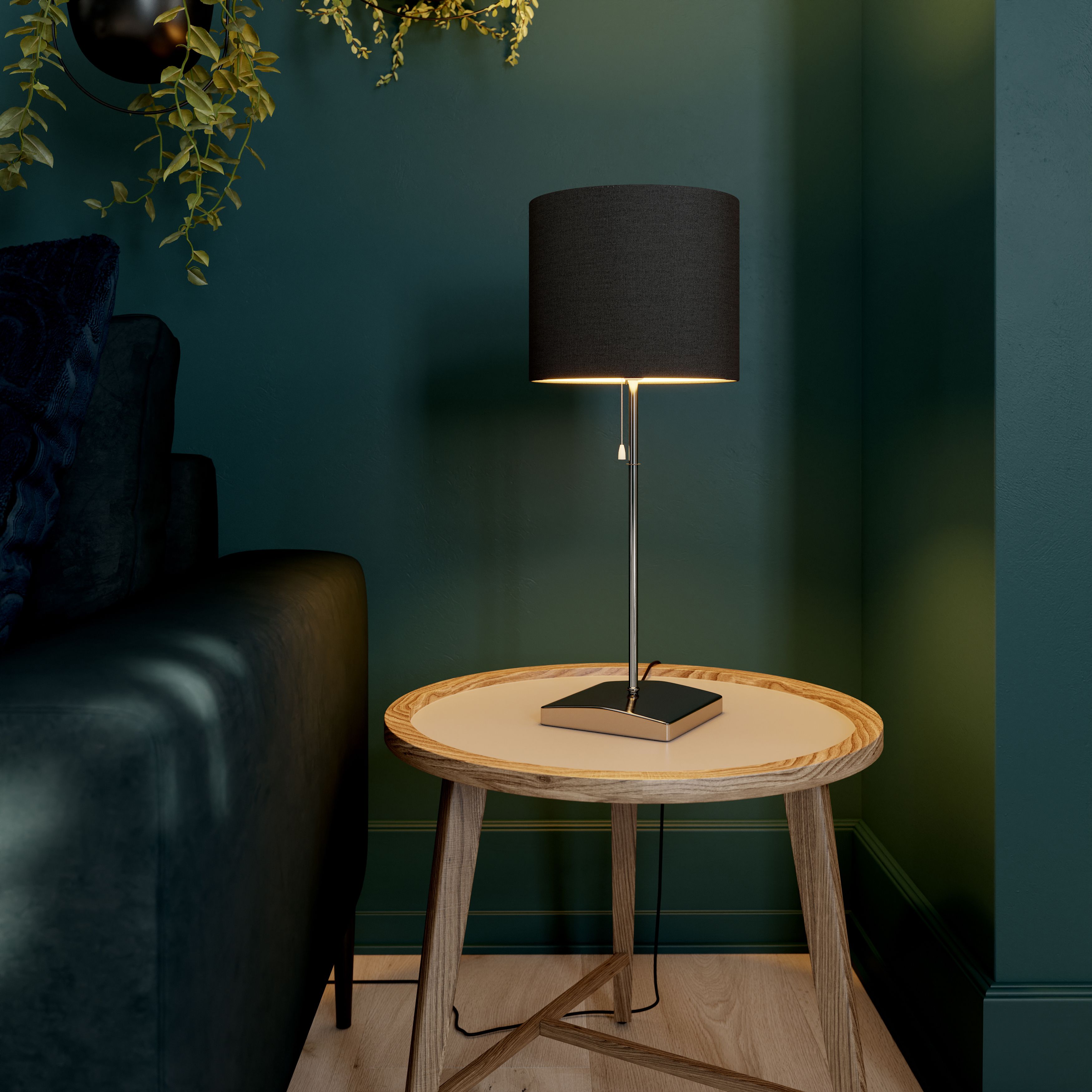 GoodHome Kpezin Dark grey Fabric dyed Circular Light shade (D)20cm