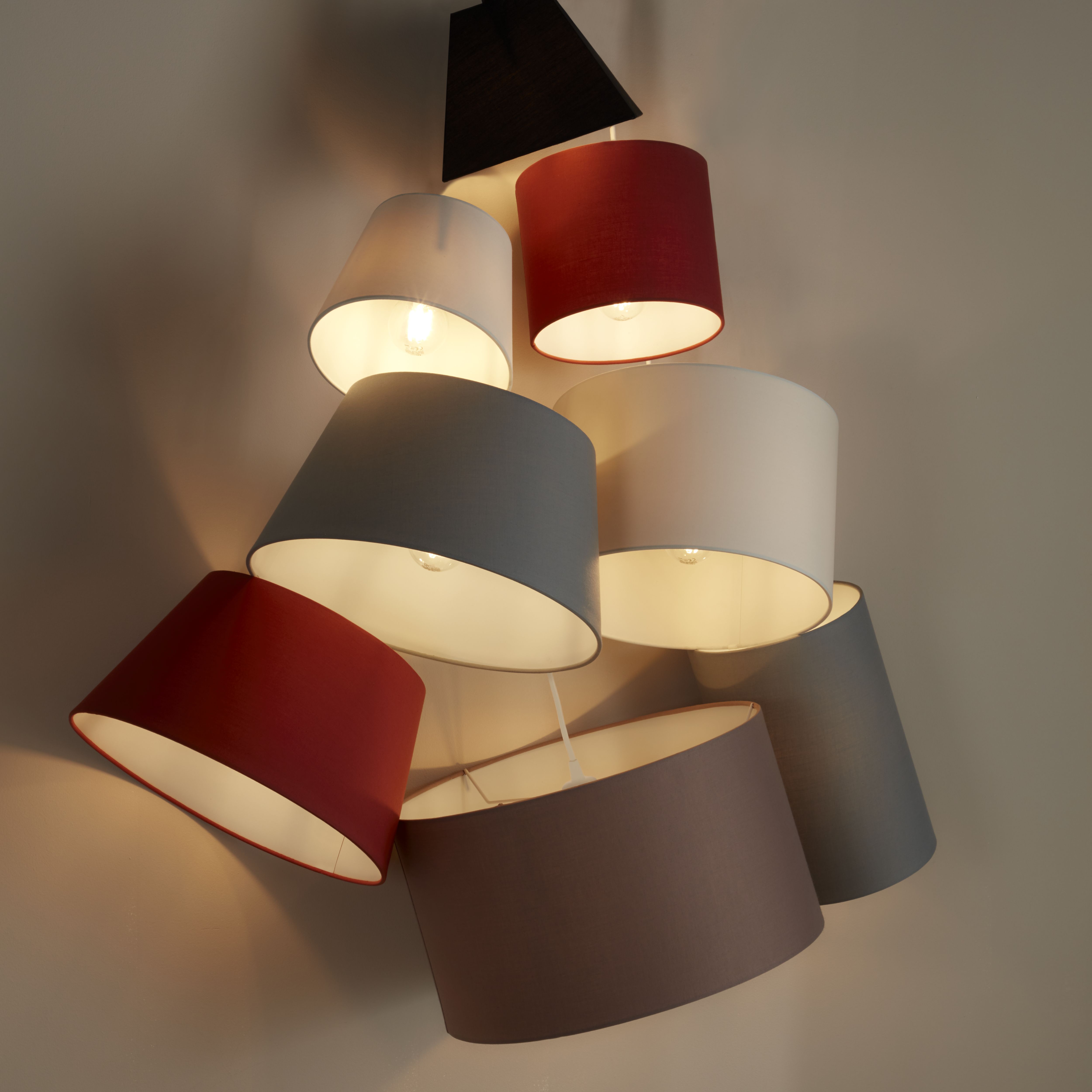 GoodHome Kpezin Light grey Fabric dyed Circular Light shade (D)40cm