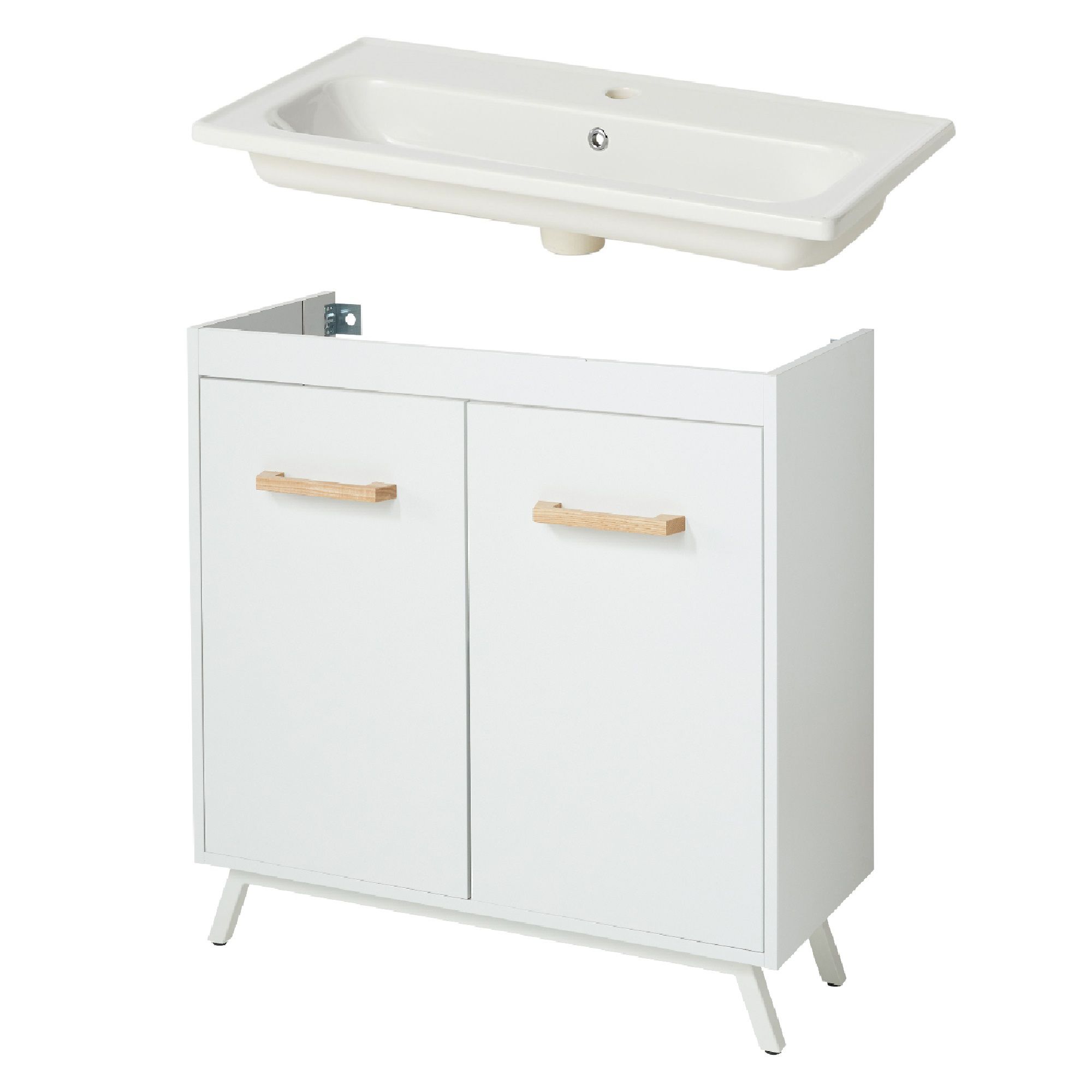 GoodHome Ladoga Matt White Vanity unit & basin set (W)800mm (H)810mm