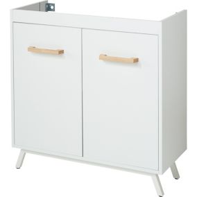 GoodHome Ladoga Matt White Wall-mounted Bathroom Basin Cabinet (W)80mm (H)810mm