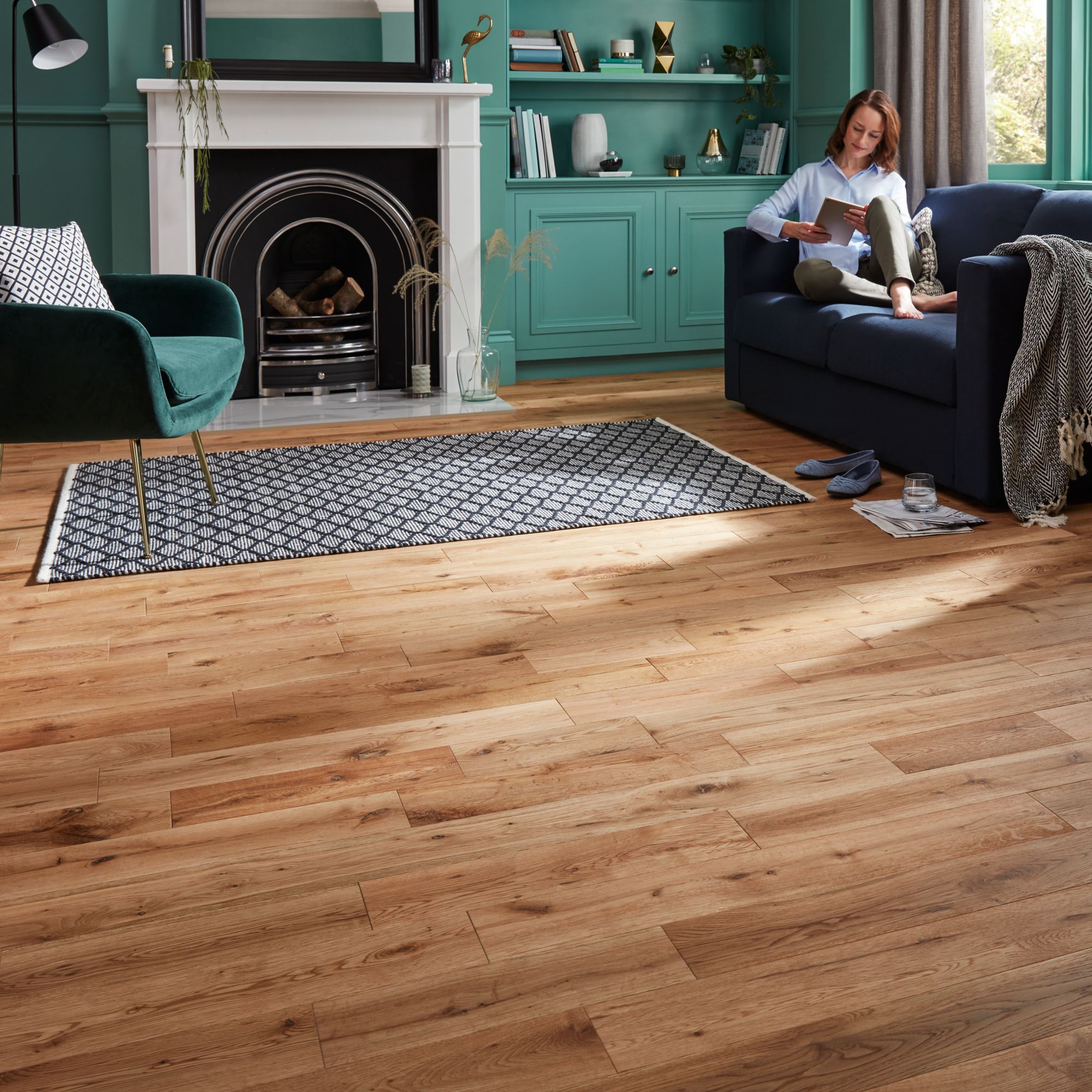 GoodHome Laholm Natural Oak Solid wood flooring, 1.48m²
