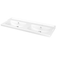 GoodHome Lana White Counter-mounted Counter top Basin (W)120.4cm