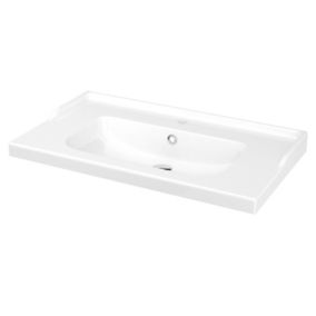 GoodHome Lana White Rectangular Counter-mounted Counter top Basin (W)80.4cm