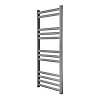 GoodHome Lansing, Grey Vertical Curved Towel radiator (W)475mm x (H)1100mm