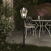GoodHome Lantern Black Mains-powered 1 lamp Outdoor 6 faces Post light (H)1200mm