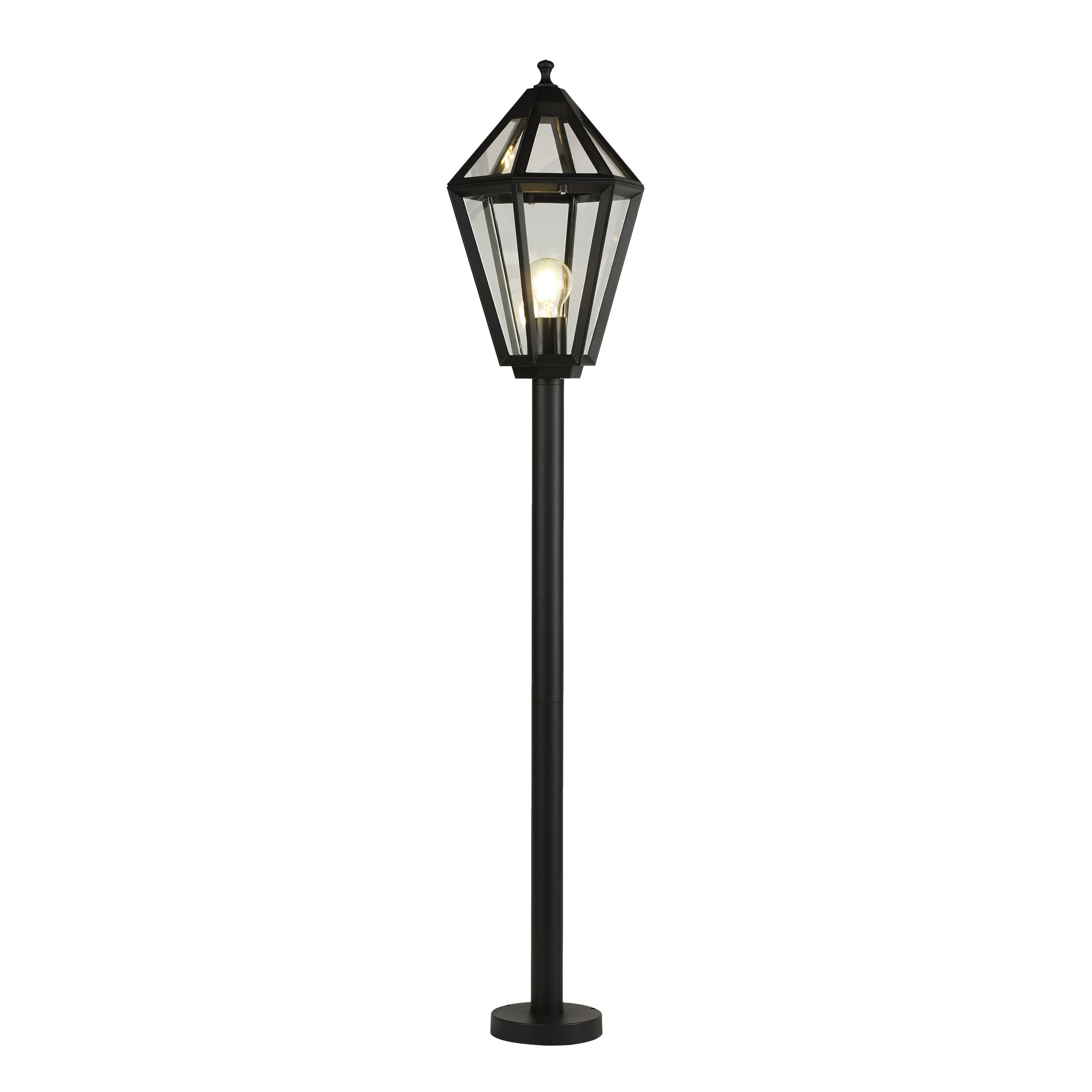 GoodHome Lantern Black Mains-powered 1 lamp Outdoor 6 faces Post light (H)1200mm