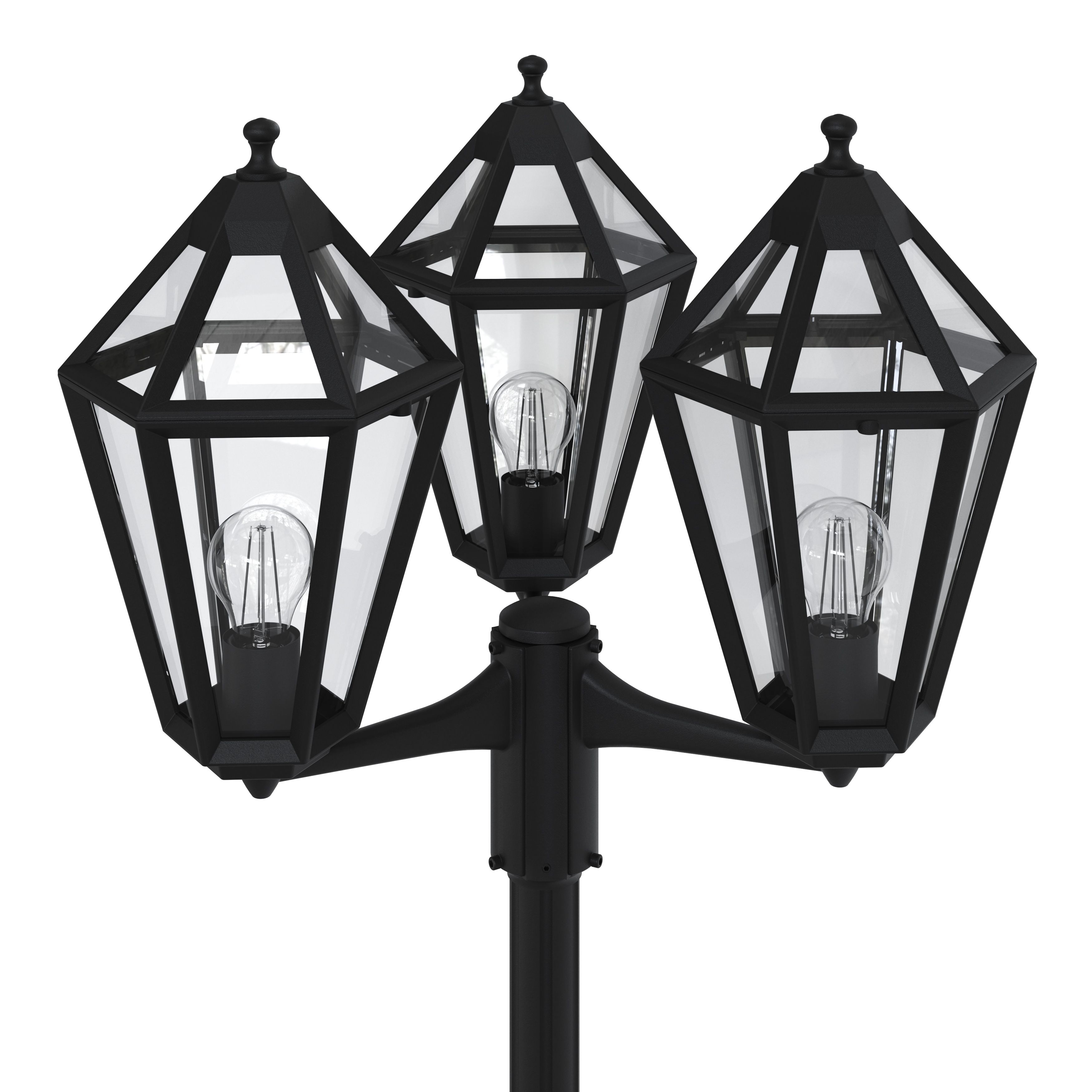 GoodHome Lantern Black Mains-powered 3 lamp Outdoor 6 faces Post lantern (H)2370mm