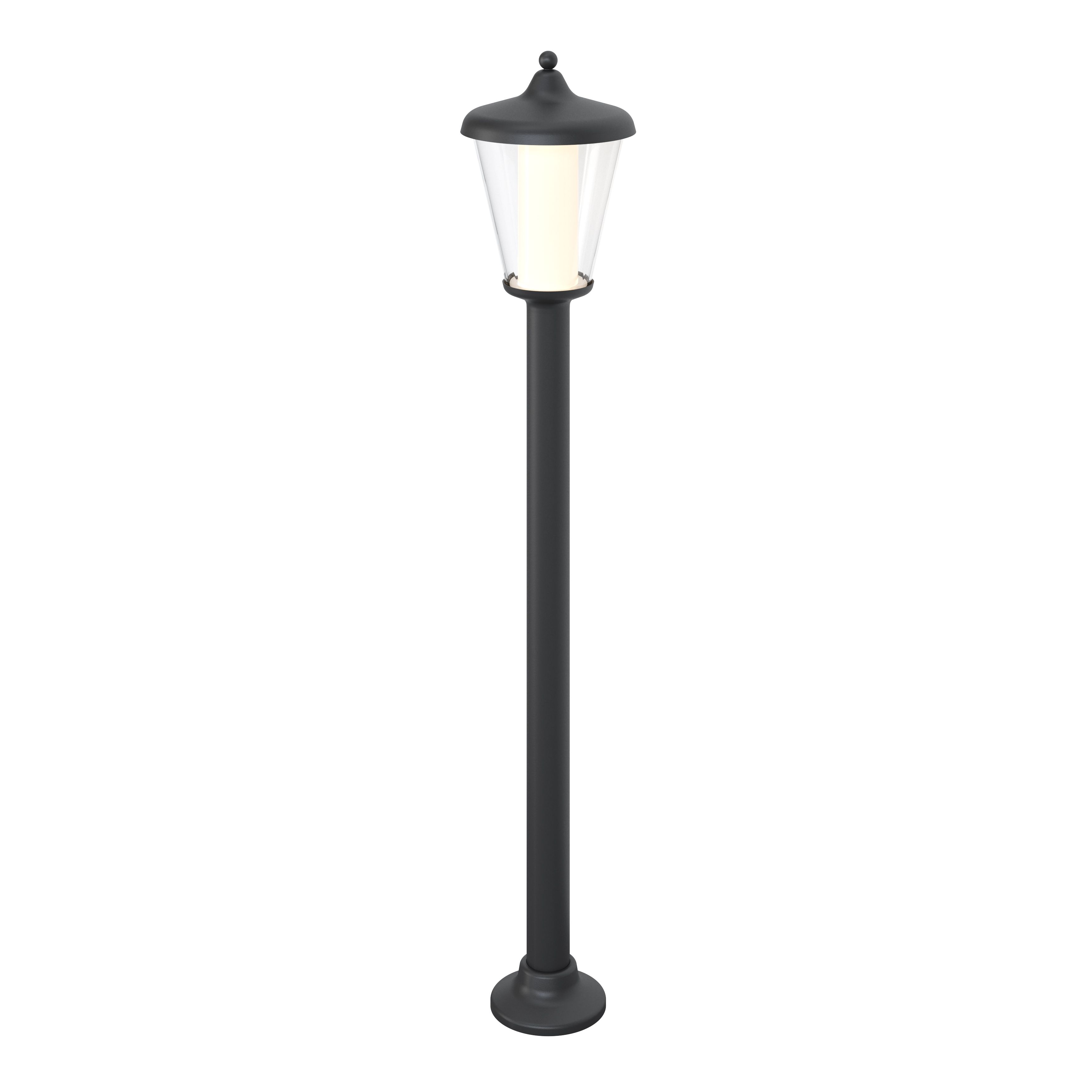 GoodHome Lantern Dark grey Mains-powered 1 lamp Integrated LED Outdoor Post light (H)1100mm