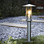 GoodHome Lantern Stainless steel Mains-powered 1 lamp Outdoor Post light (H)500mm