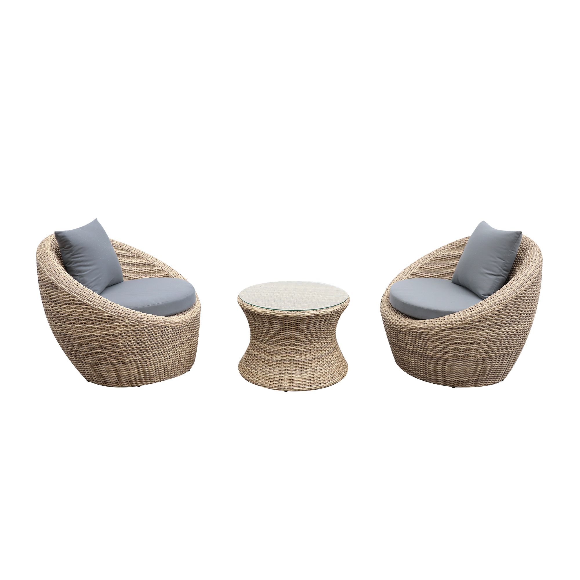 GoodHome Lazaretta Natural Rattan effect 2 Seater Garden furniture set