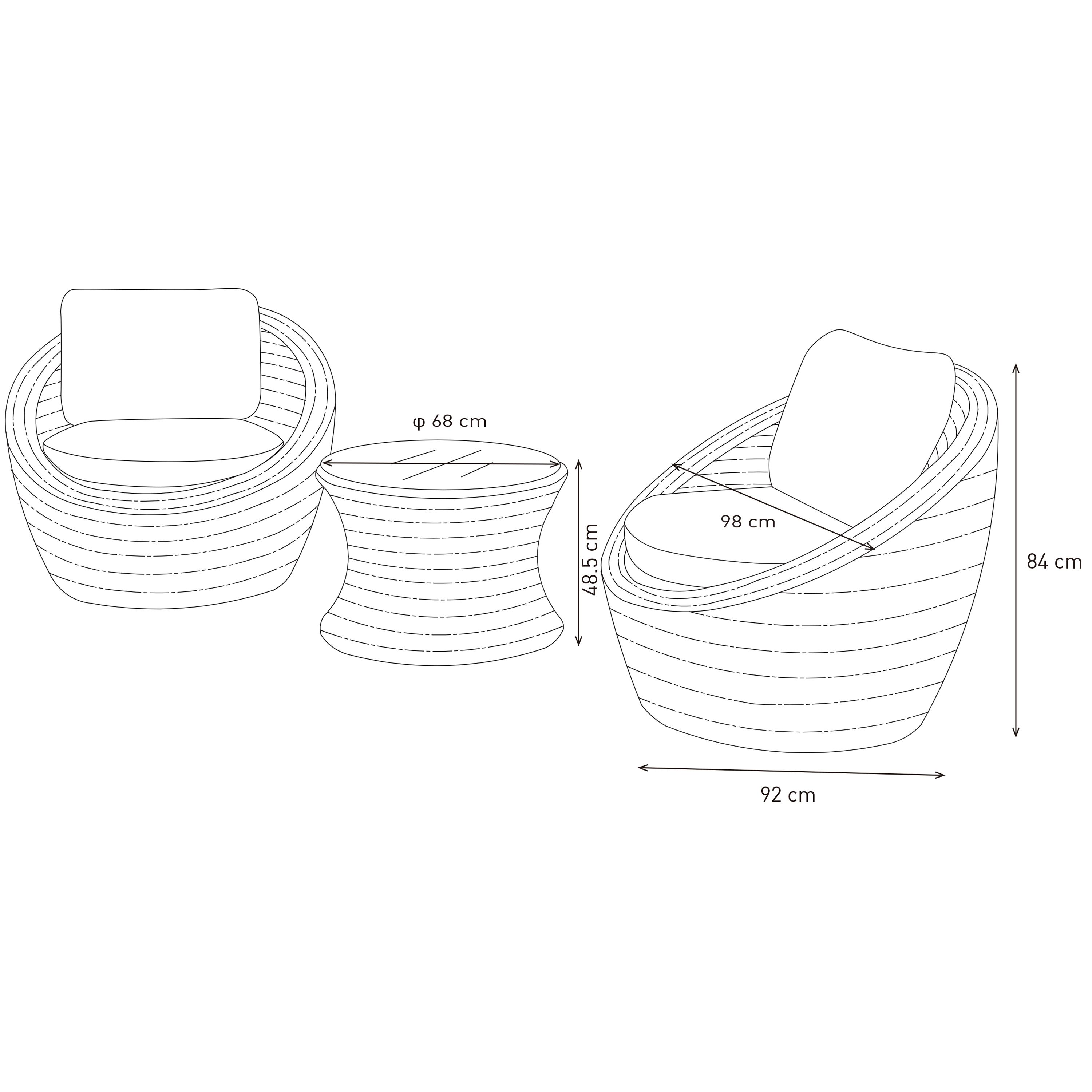 GoodHome Lazaretta Natural Rattan effect 2 Seater Garden furniture set