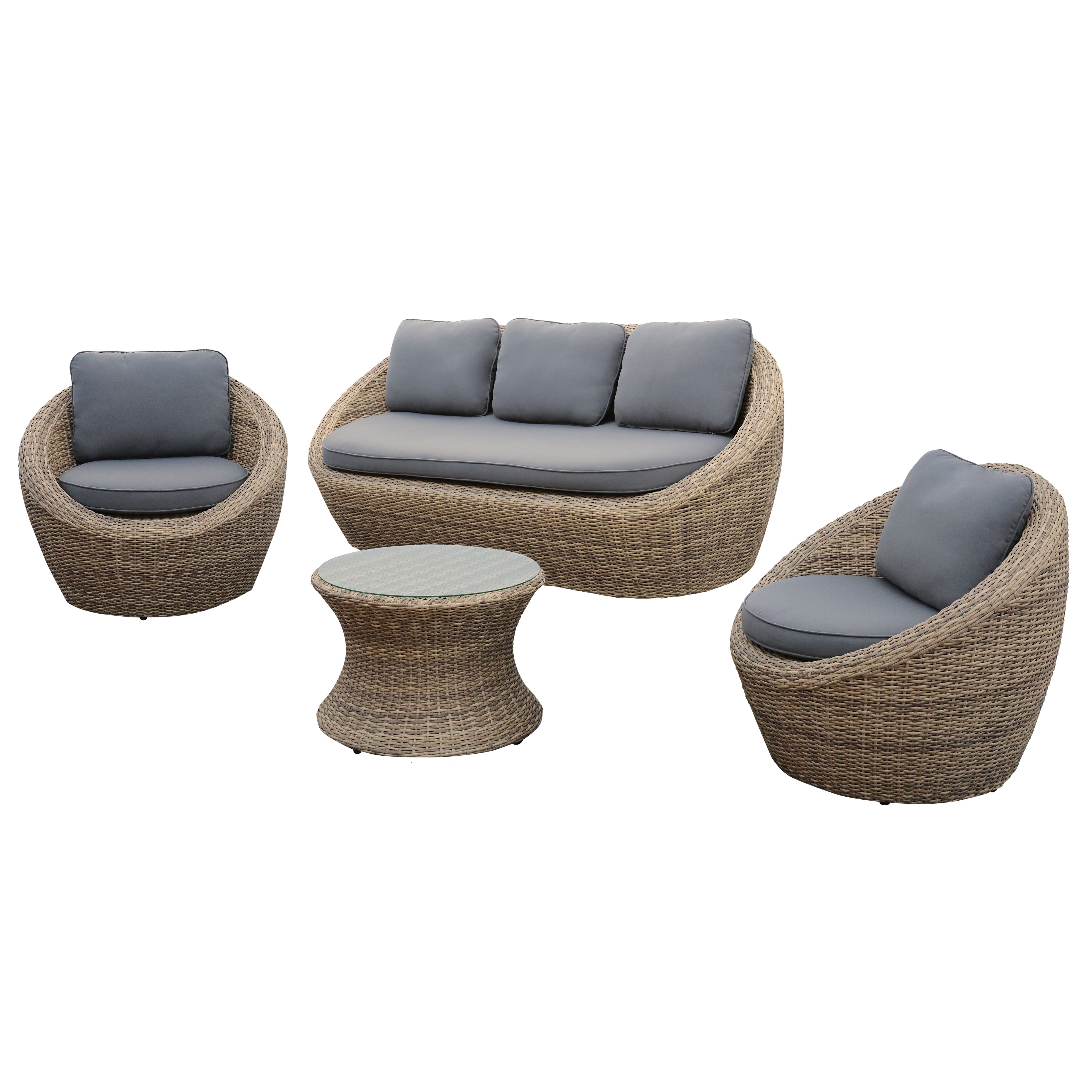 GoodHome Lazaretta Natural Rattan effect 5 seater Garden furniture set