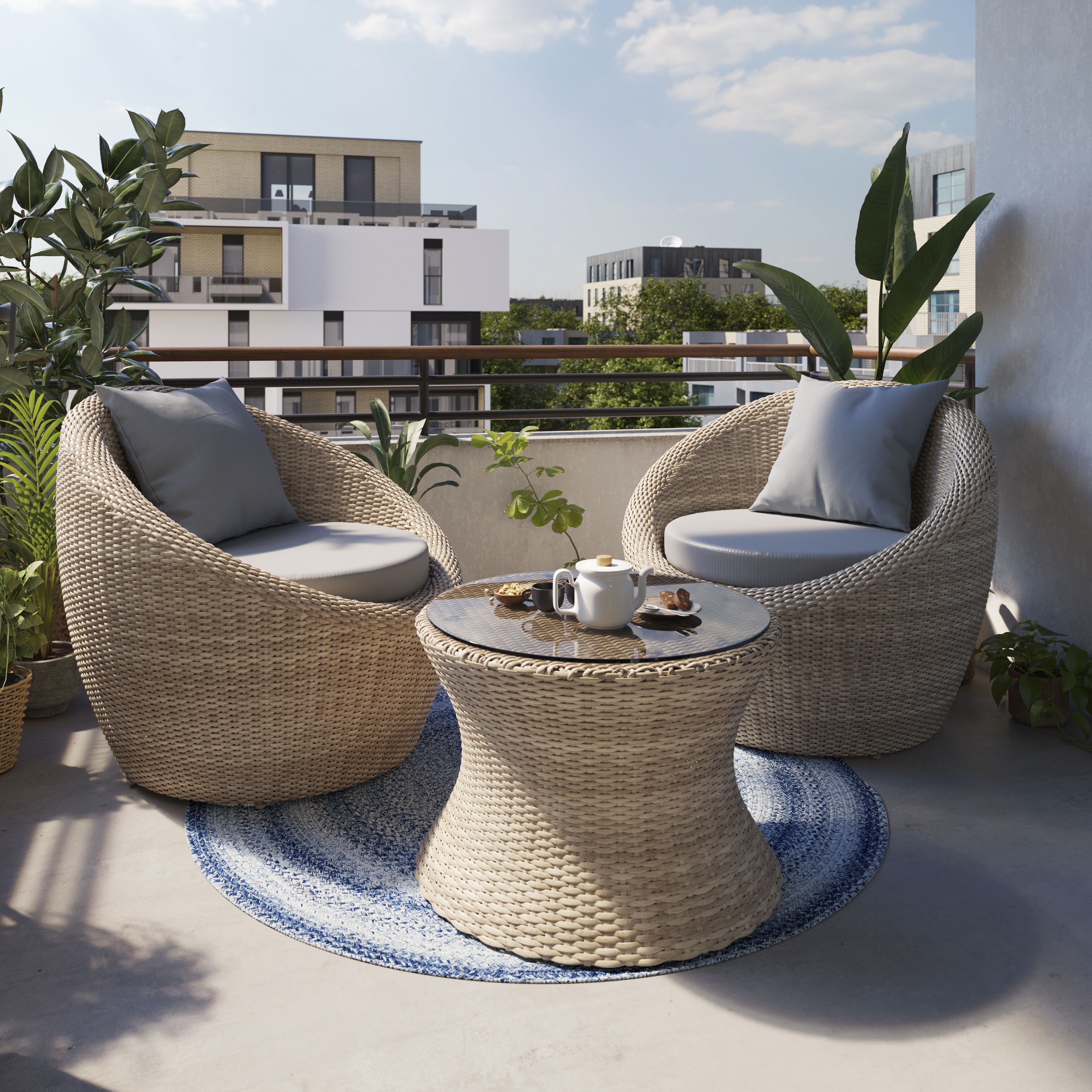 Round rattan deals garden furniture sale