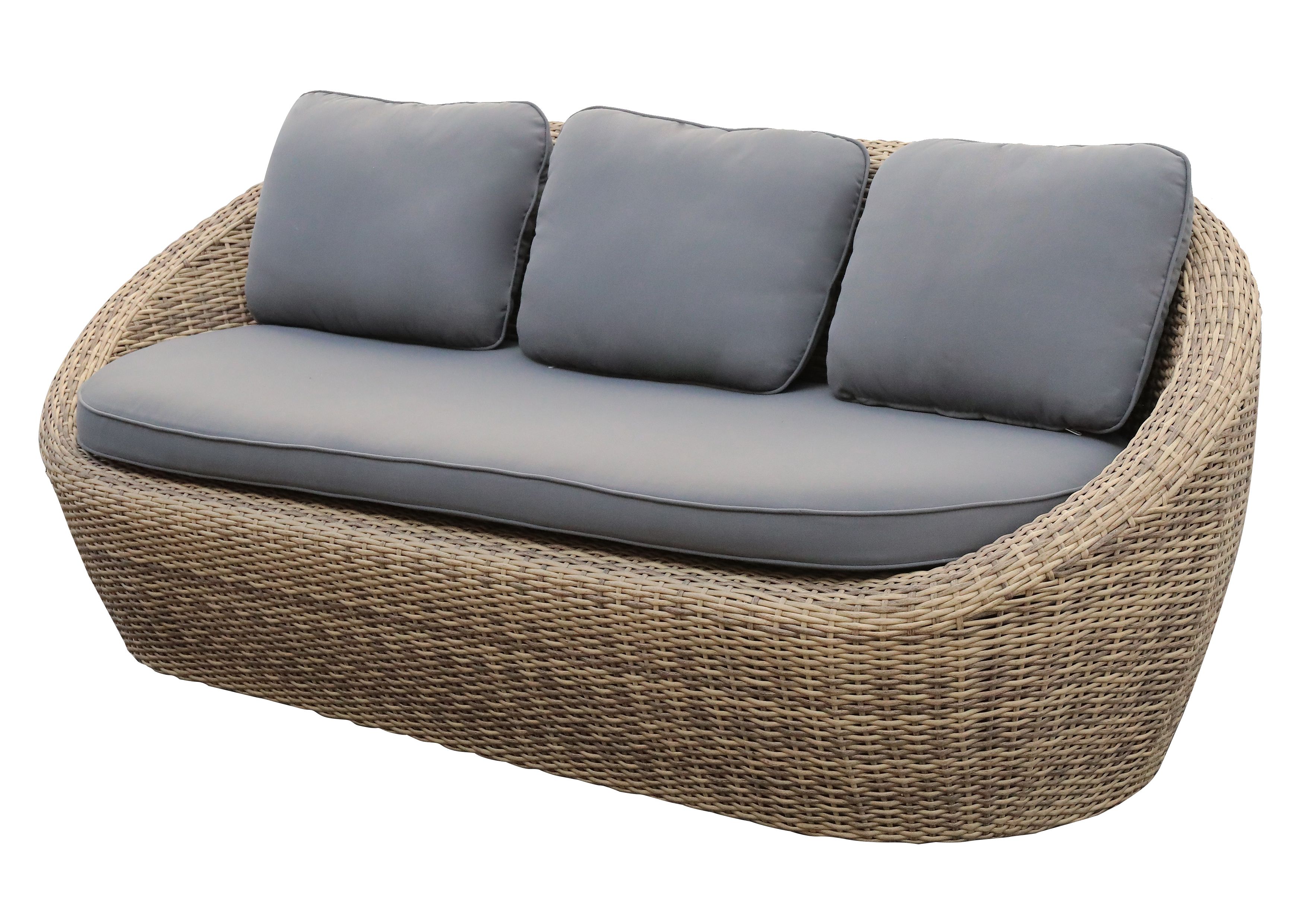 GoodHome Lazaretta Rattan effect Natural 3 Seater Sofa