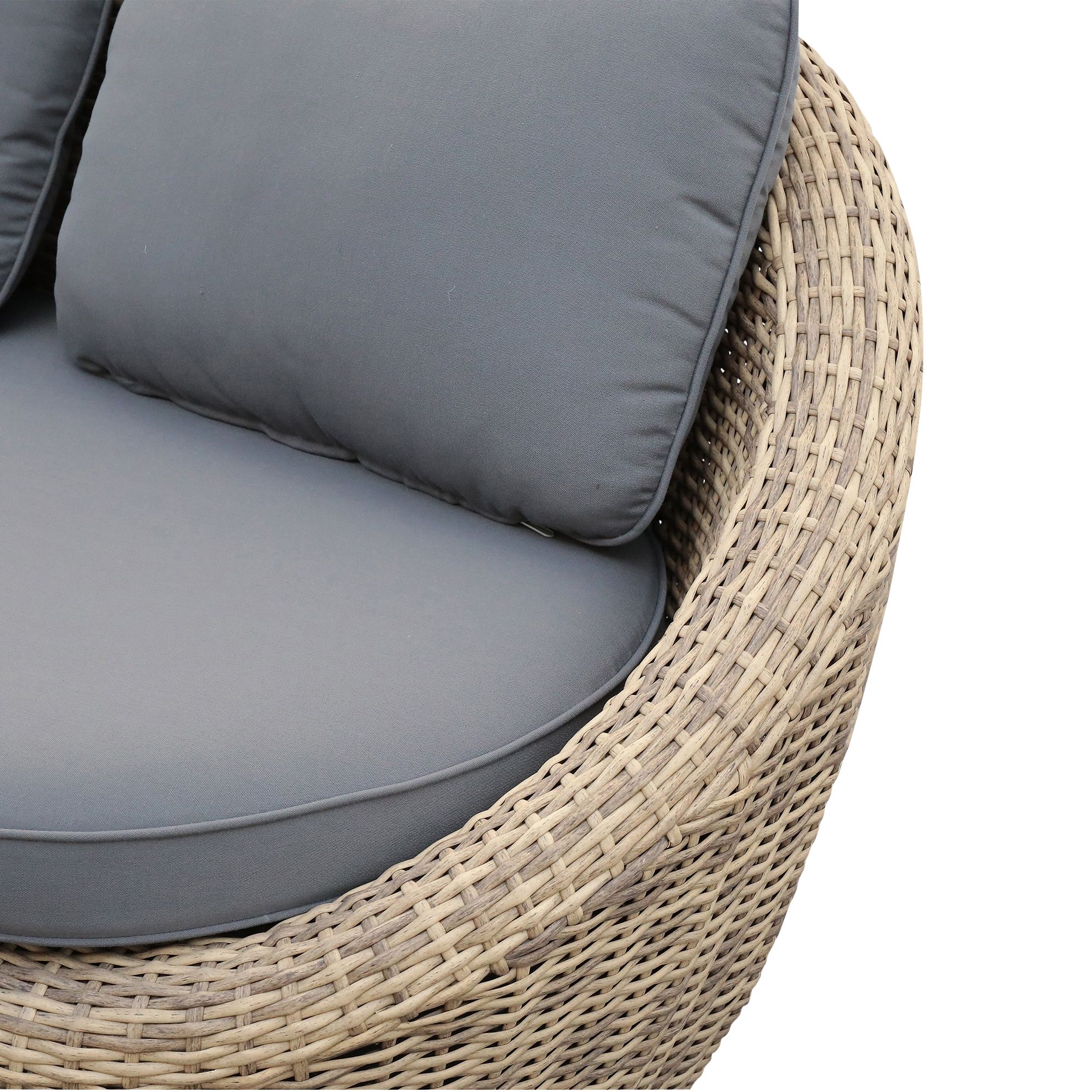 GoodHome Lazaretta Rattan effect Natural Aluminium & synthetic wicker 3 Seater Sofa