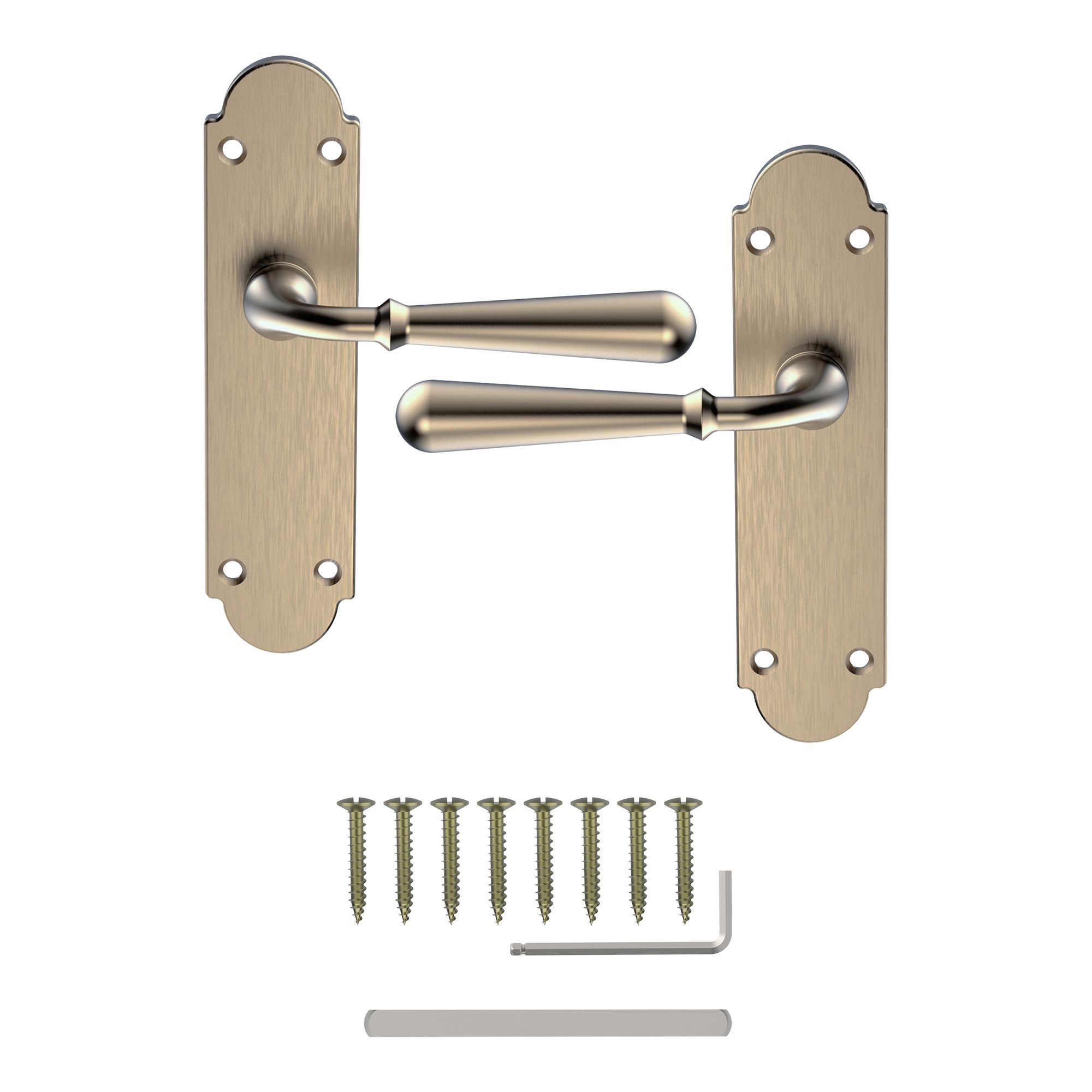 GoodHome Leba Antique brass effect Latch Door handle (L)117mm (D)61mm Pair
