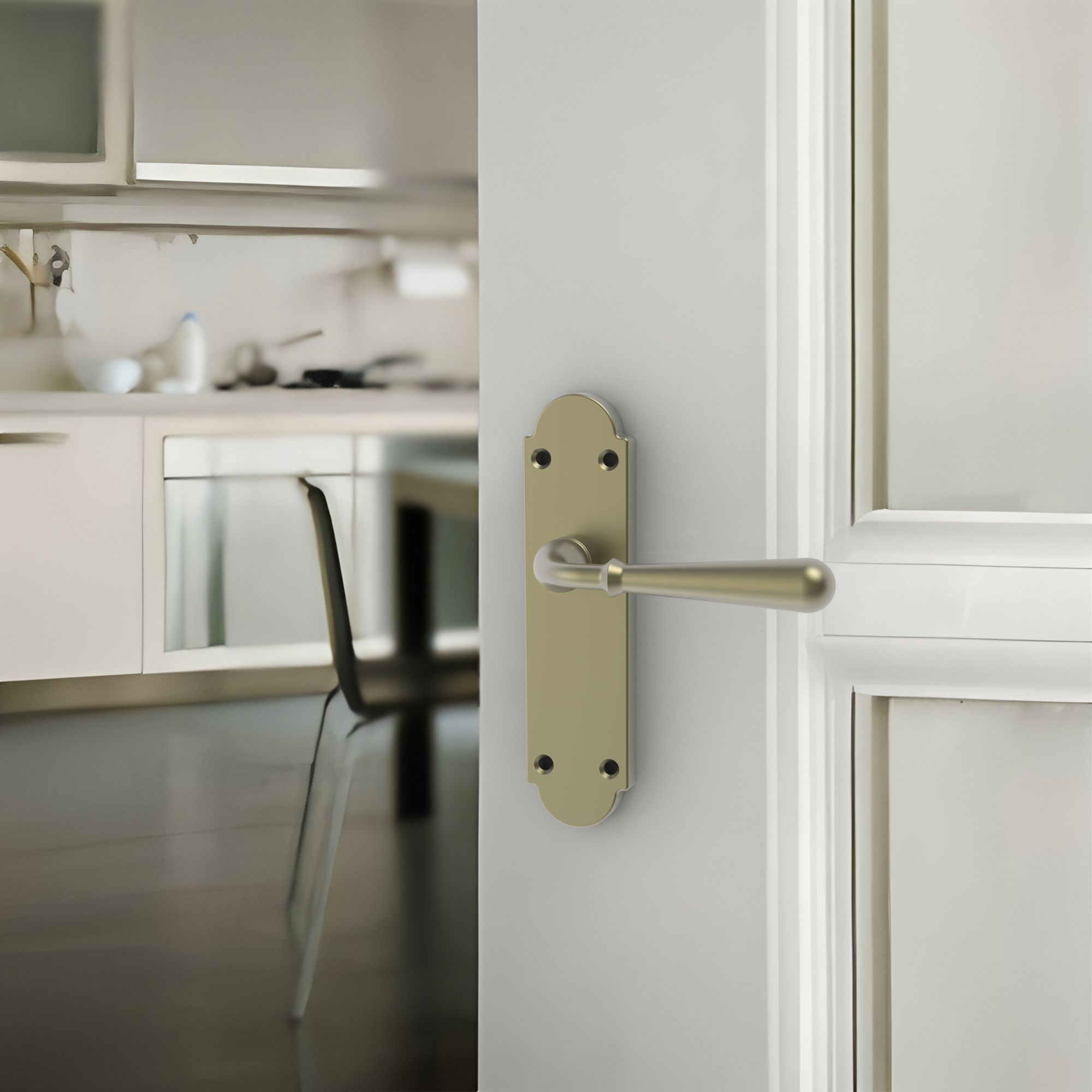 GoodHome Leba Antique brass effect Latch Door handle (L)117mm (D)61mm Pair