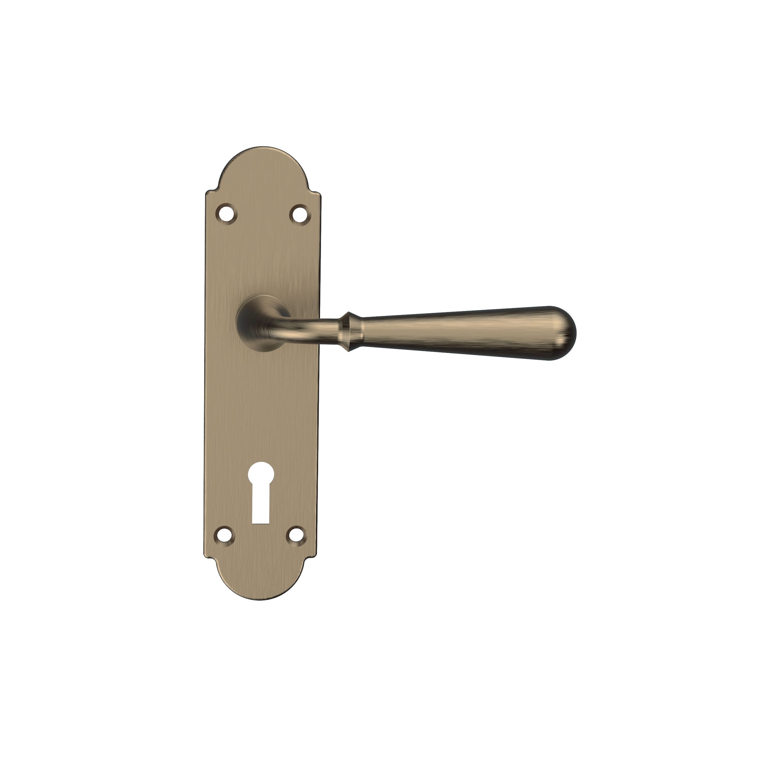 GoodHome Leba Antique brass effect Lock Door handle (L)117mm (D)61mm Pair