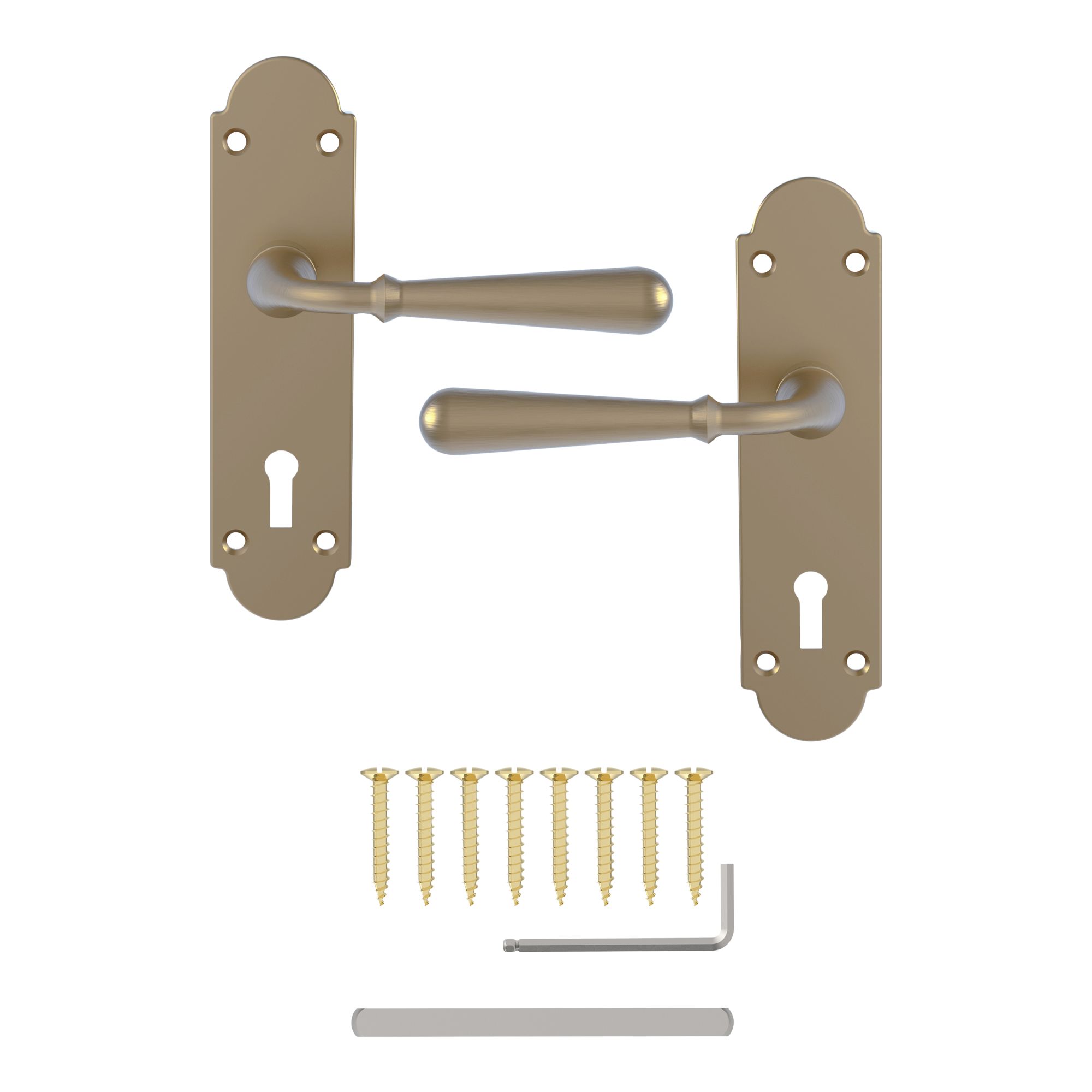 GoodHome Leba Antique brass effect Lock Door handle (L)117mm (D)61mm Pair