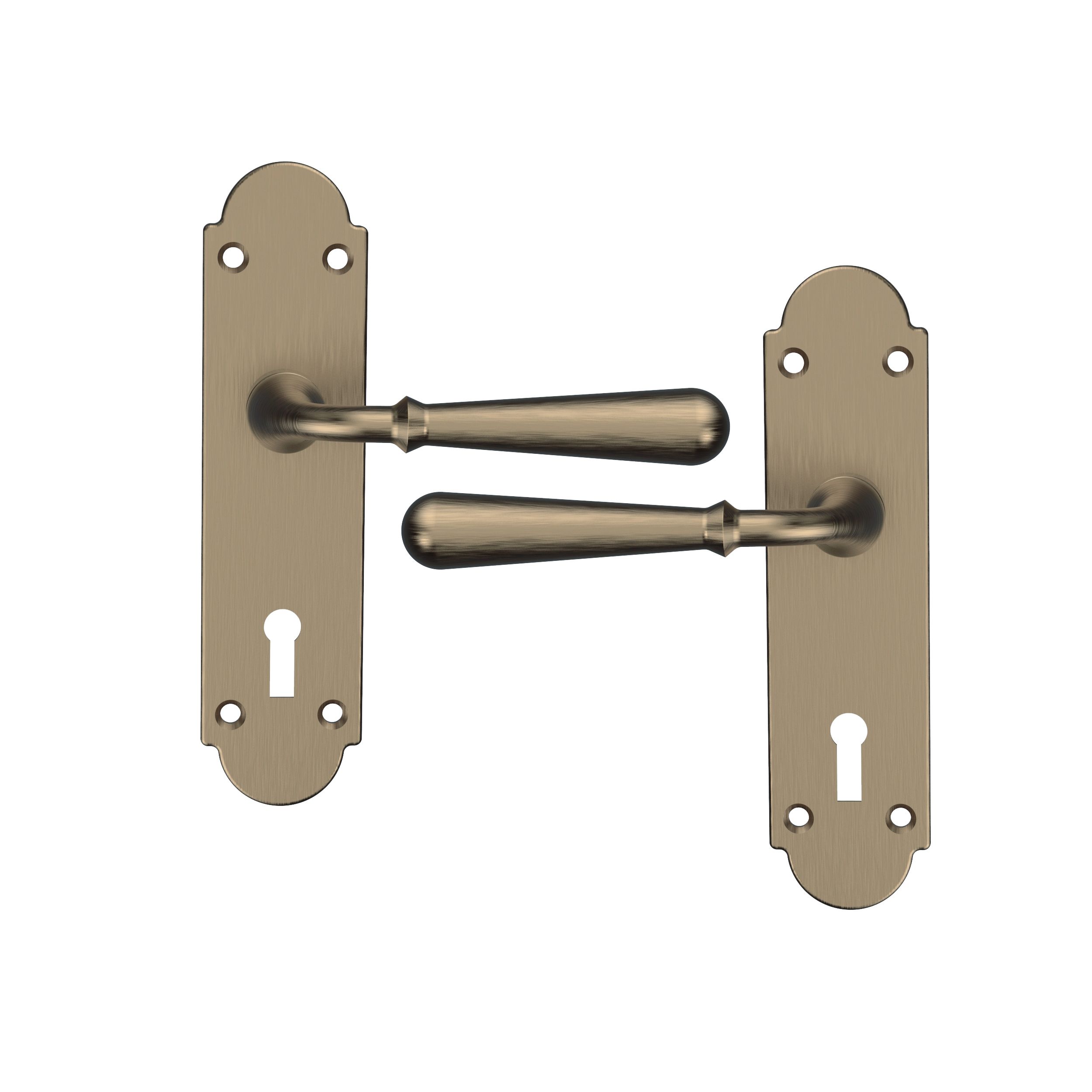 GoodHome Leba Antique brass effect Lock Door handle (L)117mm (D)61mm Pair