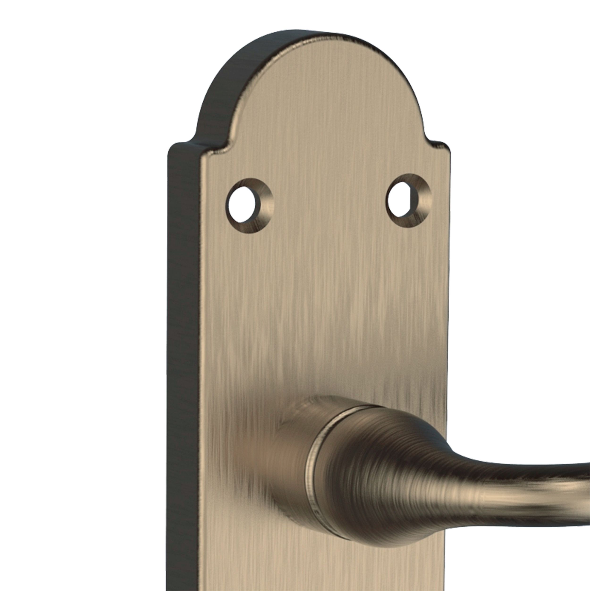 GoodHome Leba Antique brass effect Lock Door handle (L)117mm (D)61mm Pair
