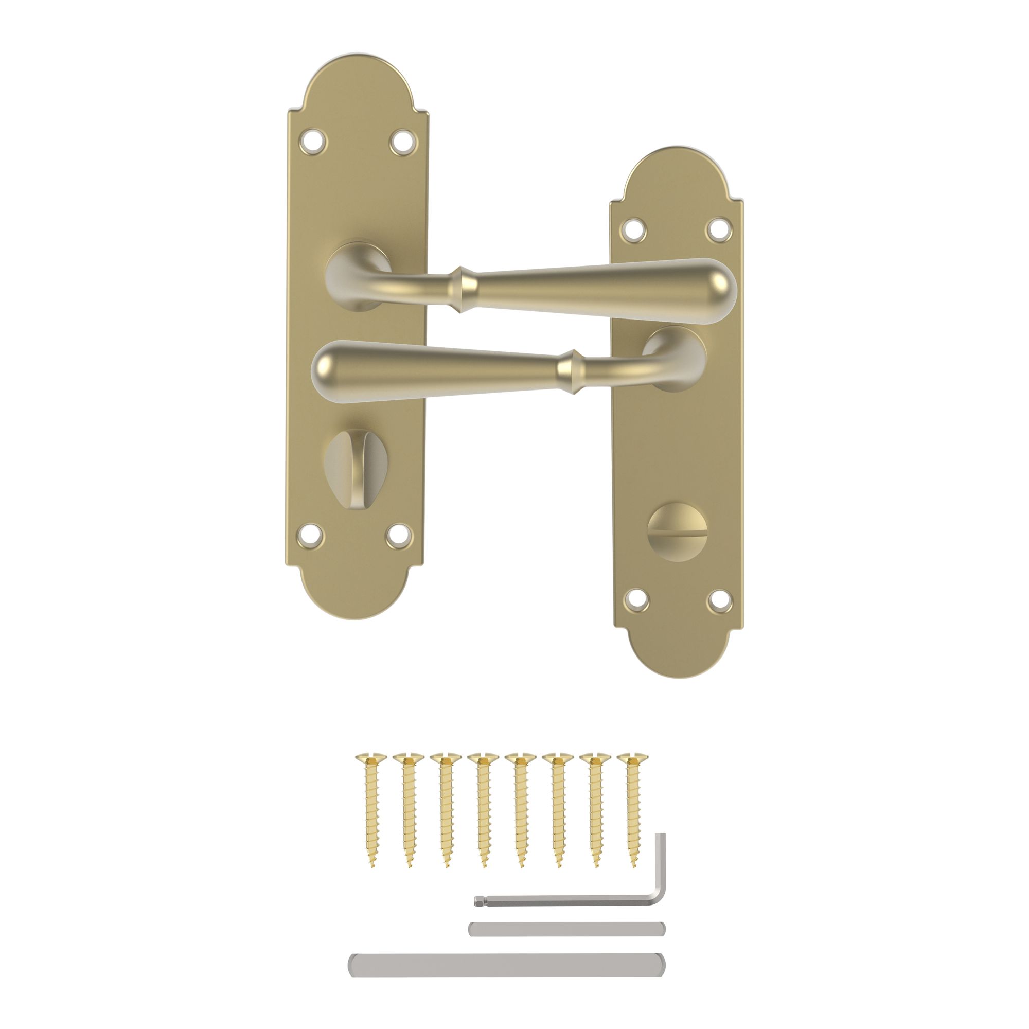 GoodHome Leba Antique brass effect Straight WC Door handle (L)117mm (D)61mm Pair