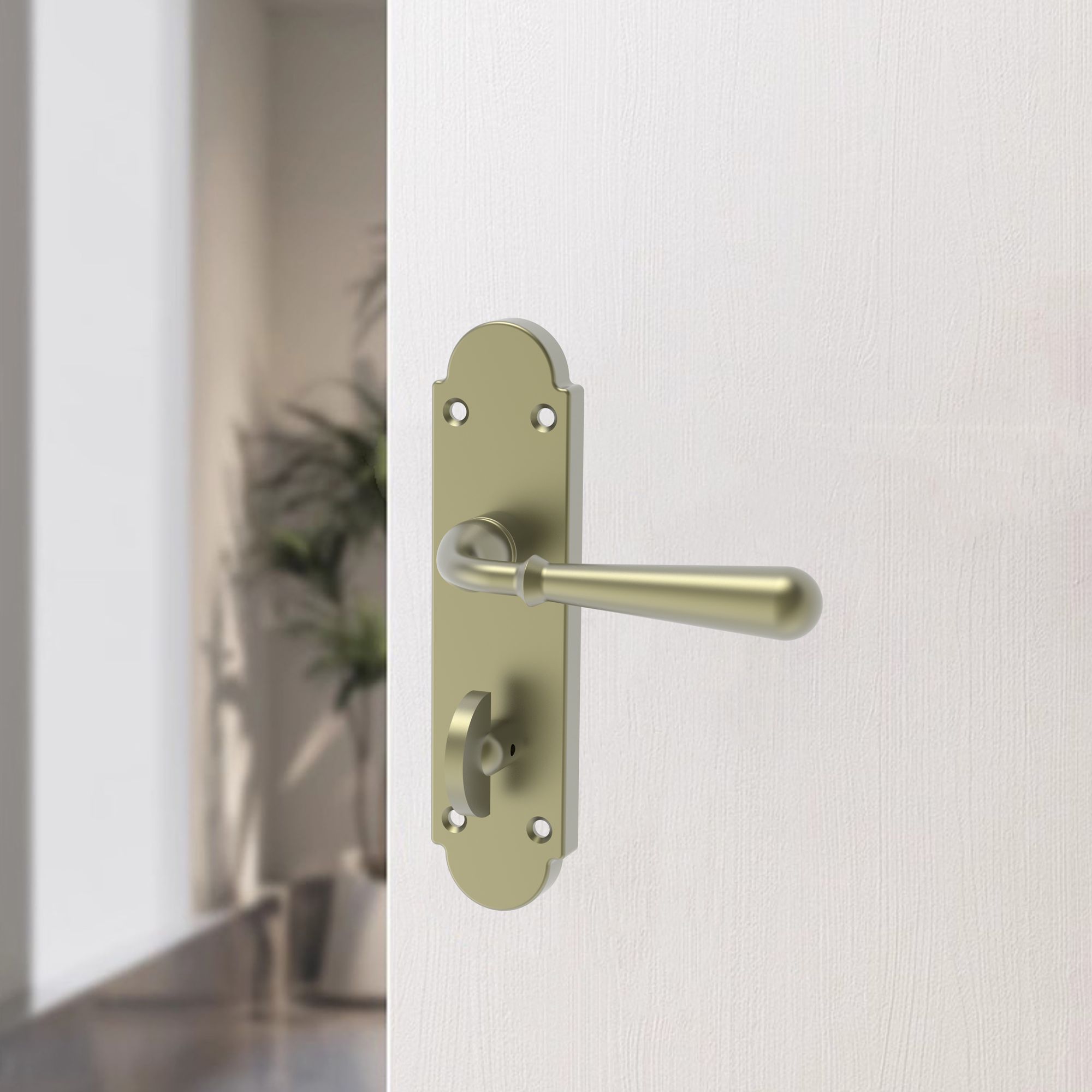GoodHome Leba Antique brass effect Straight WC Door handle (L)117mm (D)61mm Pair