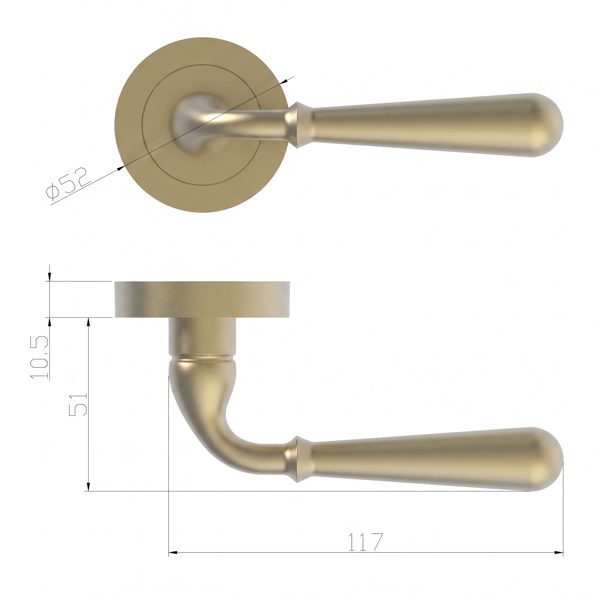 GoodHome Leba Brushed Grey Antique brass effect Straight Door handle (L)117mm, Pair