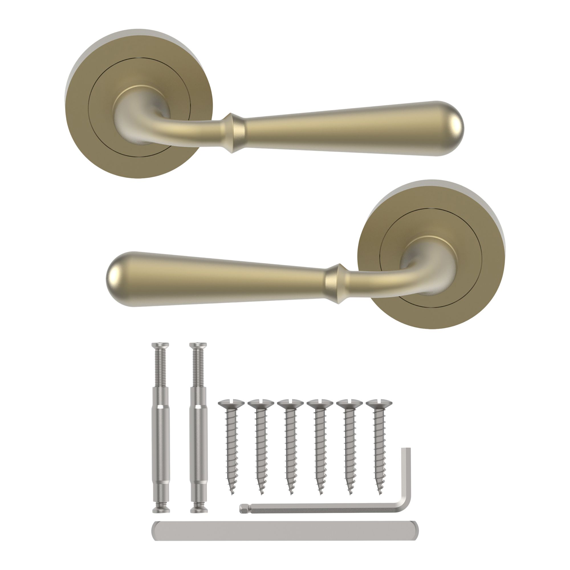GoodHome Leba Brushed Grey Antique brass effect Straight Door handle (L)117mm, Pair