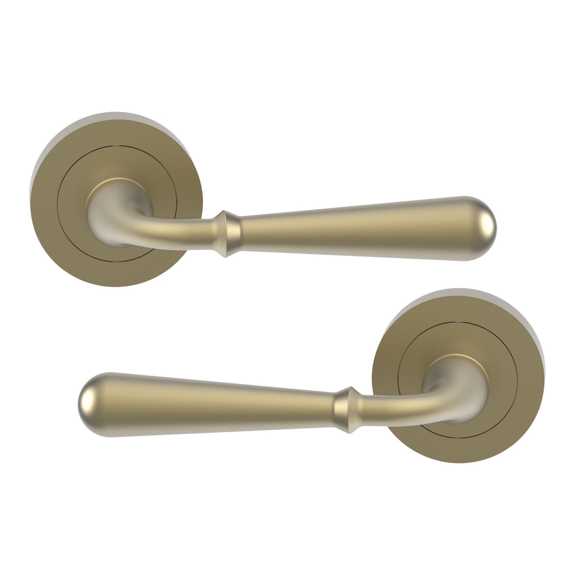GoodHome Leba Brushed Grey Antique brass effect Straight Door handle (L)117mm, Pair