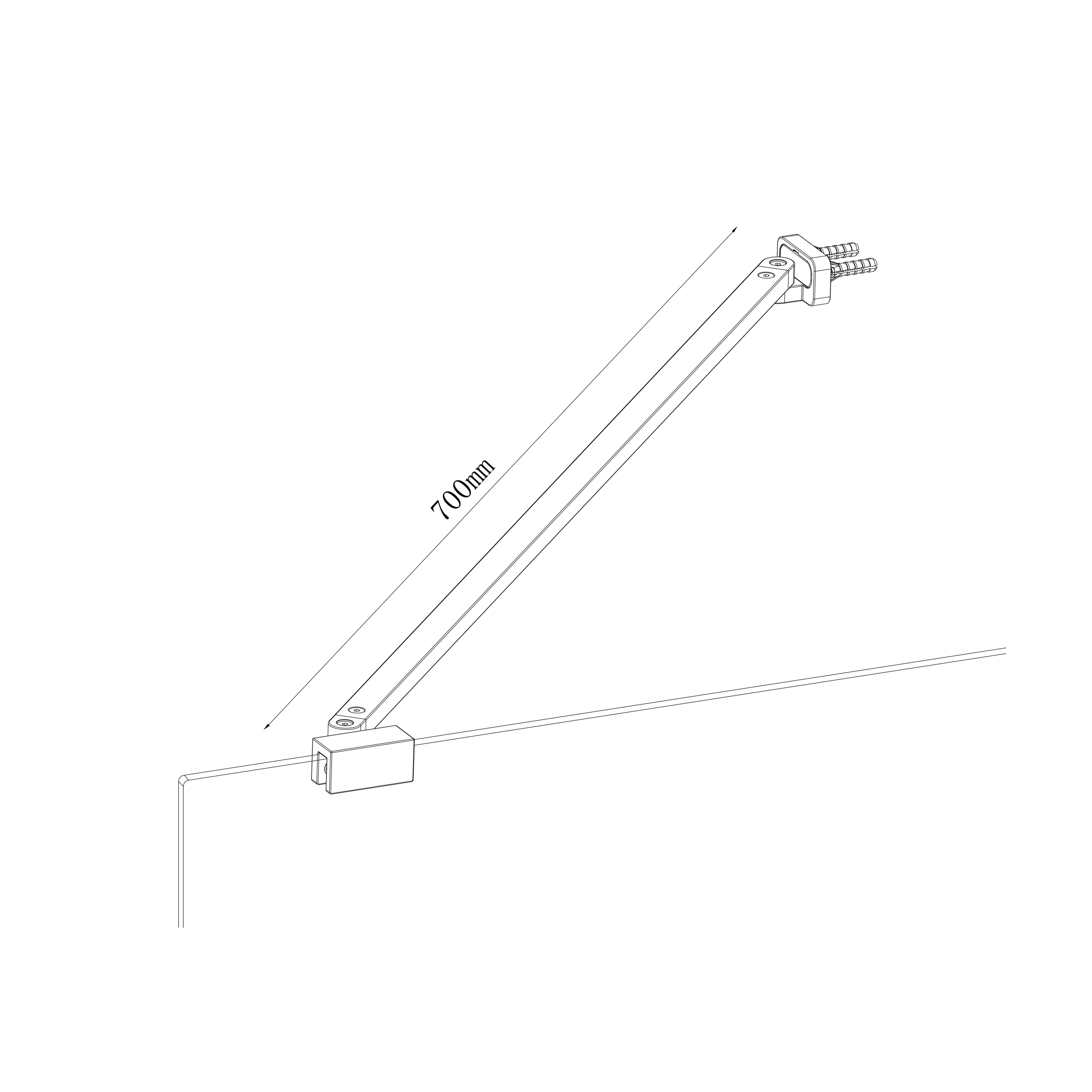 GoodHome Ledava Black Support bar (L)70cm