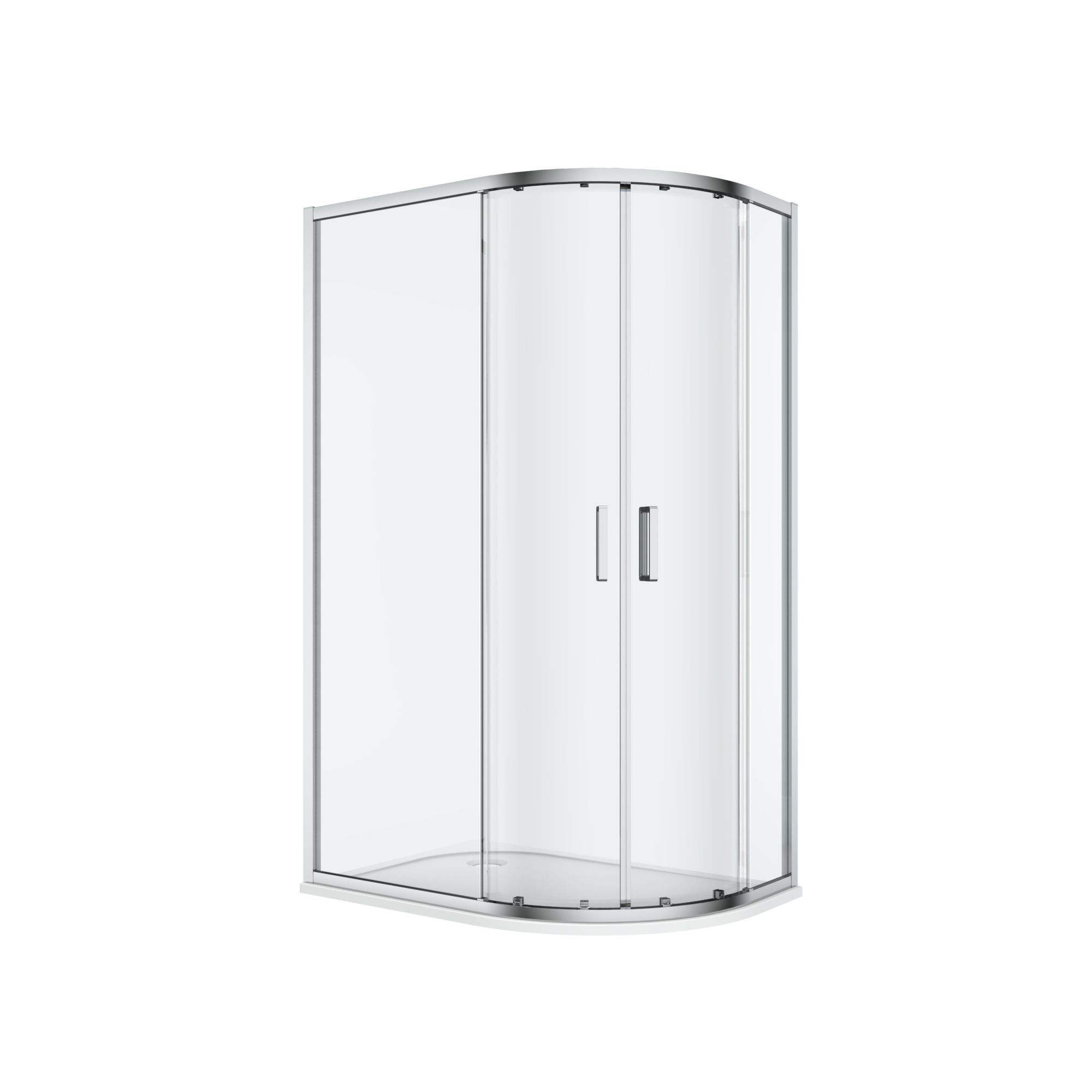 GoodHome Ledava Chrome effect Clear Left-handed Offset quadrant Shower Enclosure & tray - Corner entry double sliding door (H)195cm (W)80cm (D)100cm