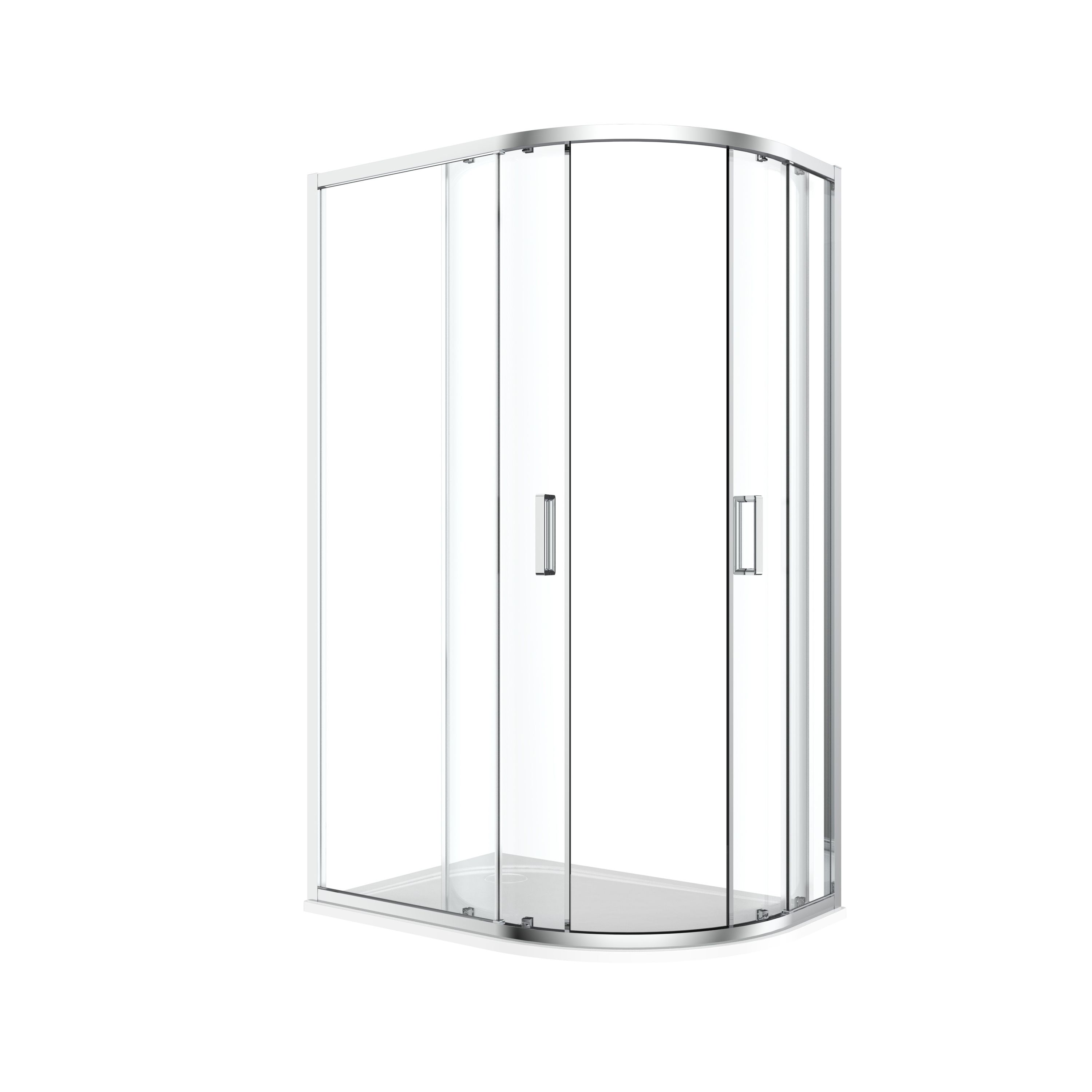 GoodHome Ledava Chrome effect Clear Left-handed Offset quadrant Shower Enclosure & tray - Corner entry double sliding door (H)195cm (W)80cm (D)100cm