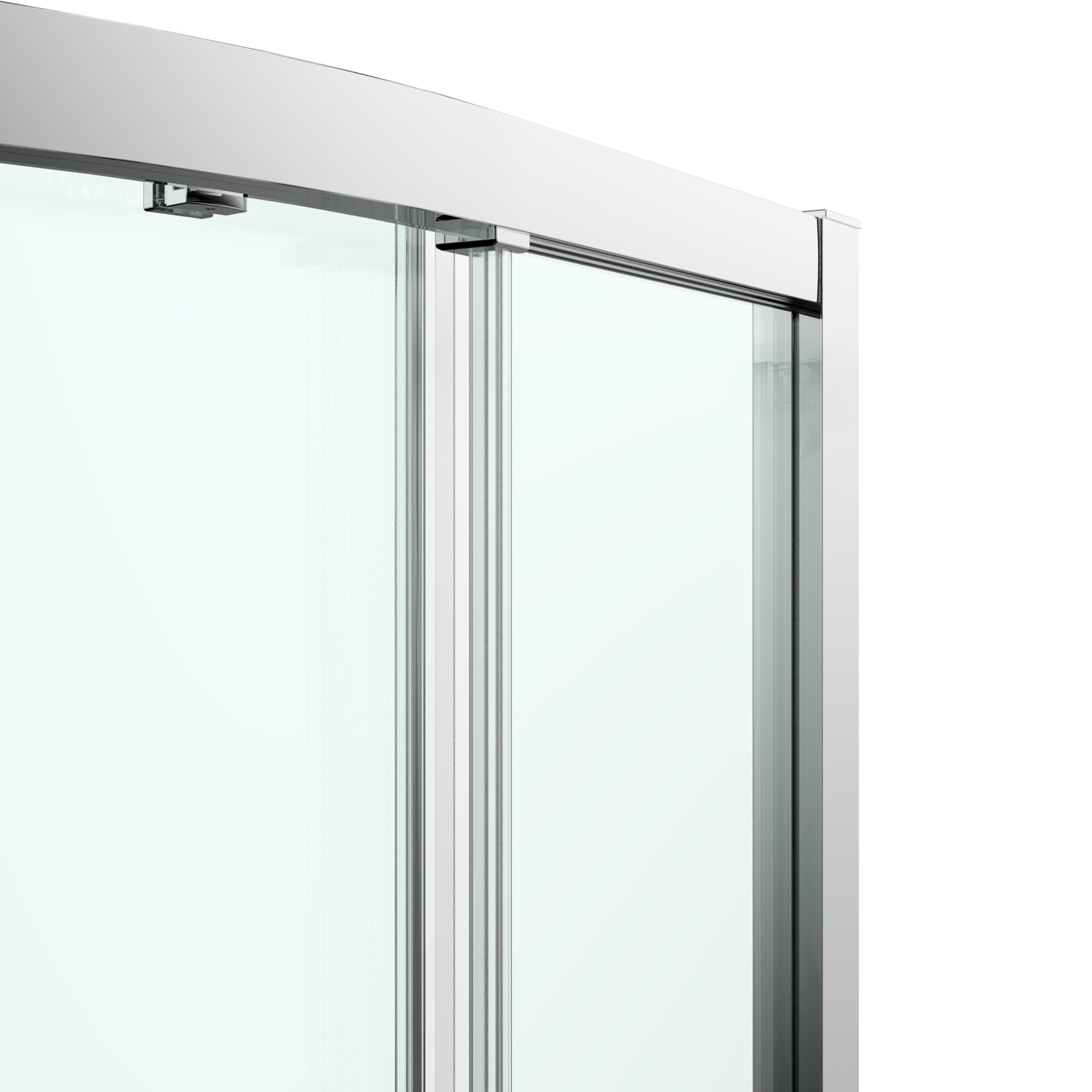 GoodHome Ledava Chrome effect Clear Left-handed Offset quadrant Shower Enclosure & tray - Corner entry double sliding door (H)195cm (W)80cm (D)100cm